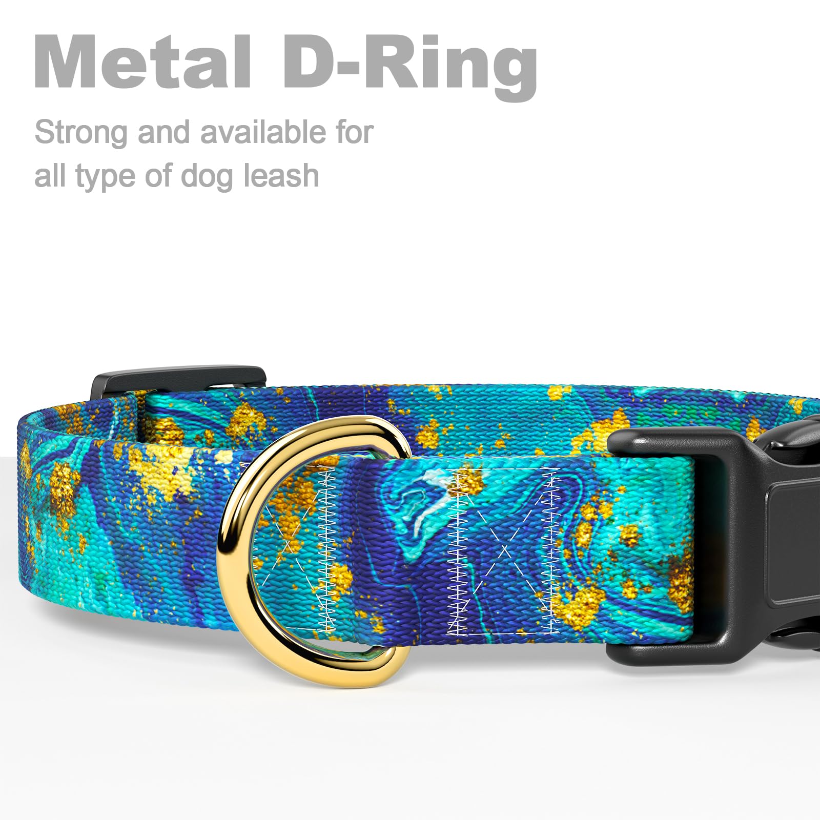 Rnivvi Dog Collar For Large Dogs, Cute Marble Heavy Duty Adjustable Puppy Collar With Quick Release Buckle For Girl & Female, Pe