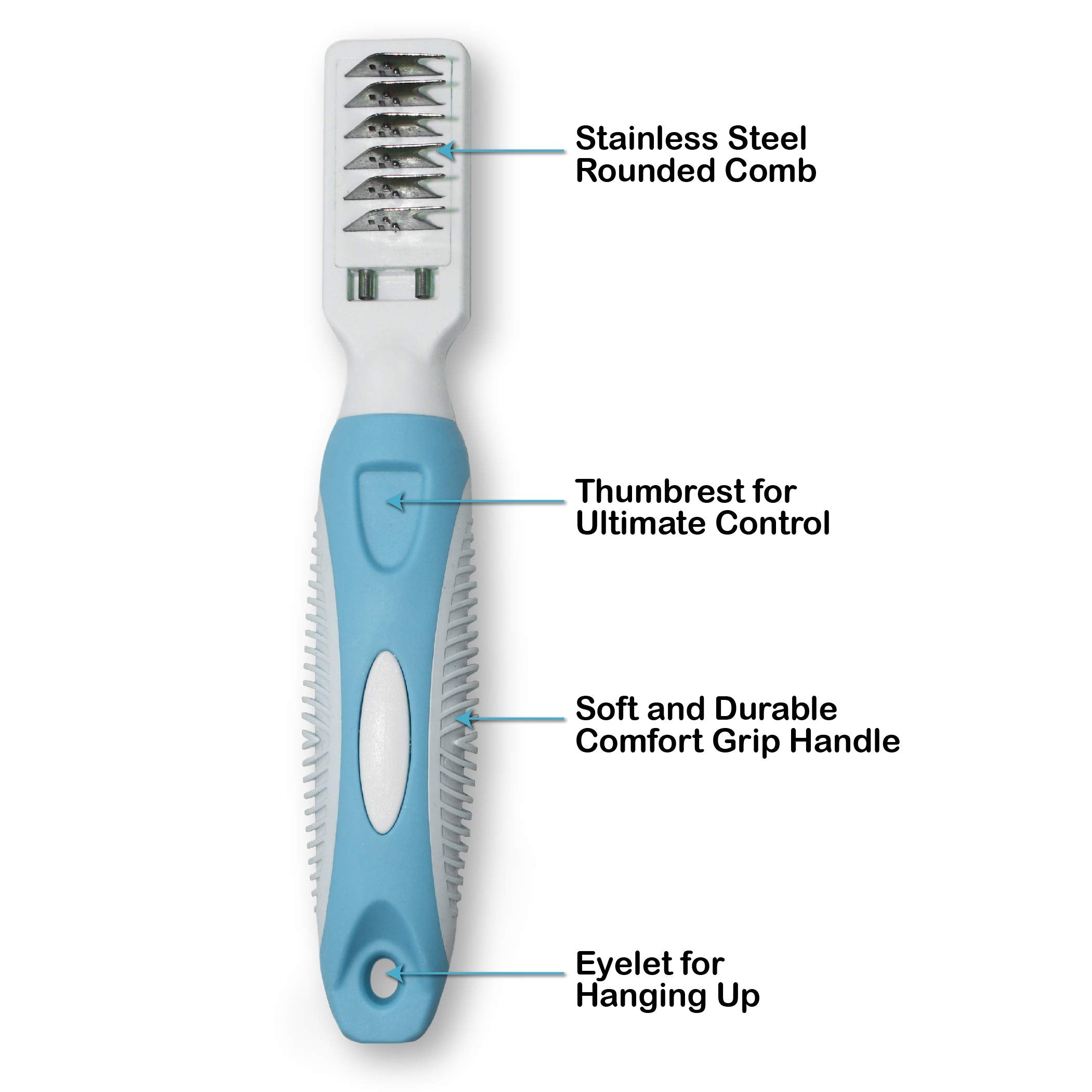 Pets First Professional Pet Mat Remover - Dematting Tool For Grooming Cats & Dogs - Removes Matted Fur, Tangles, Knots, Loose Ha