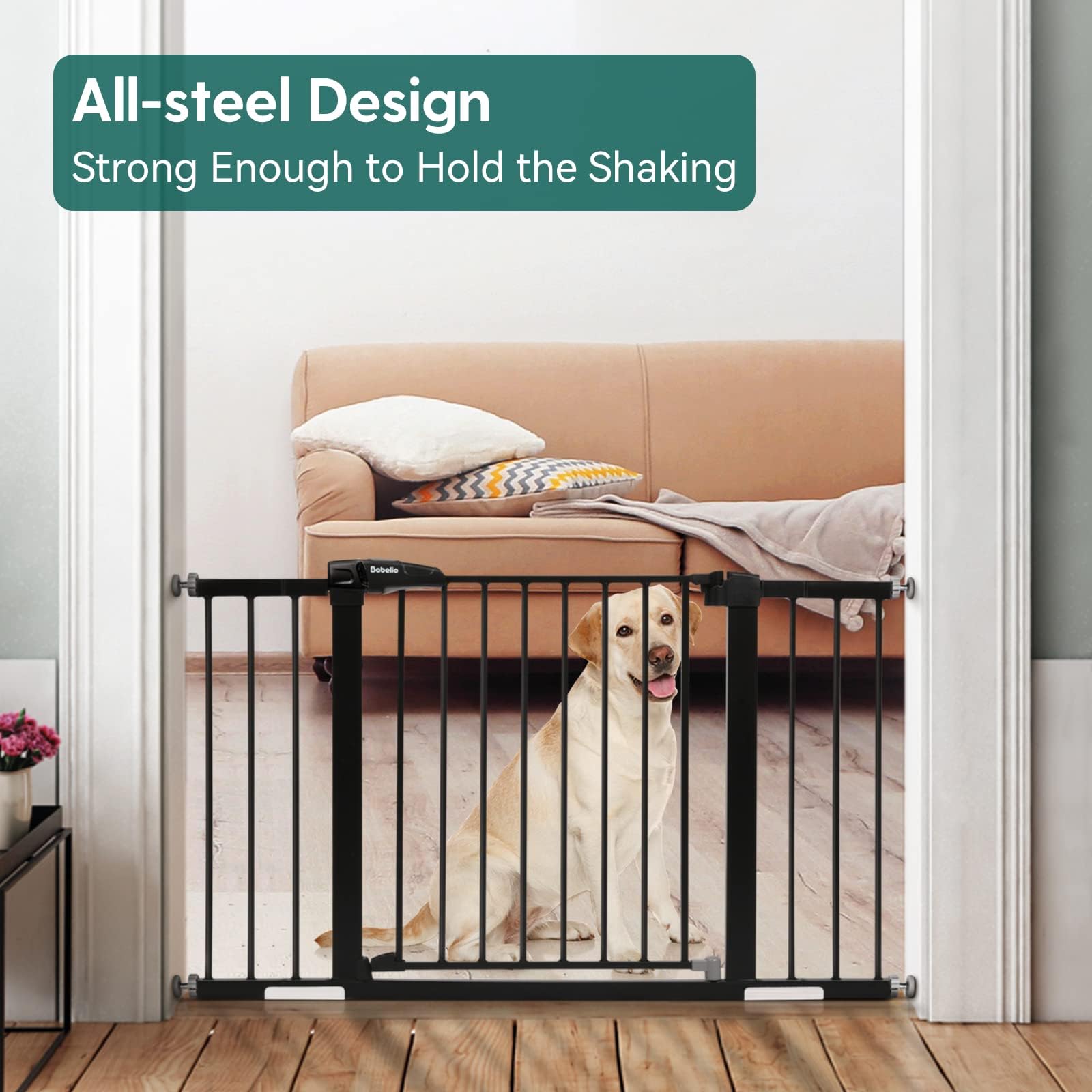 Babelio Baby Gate For Doorways And Stairs, 29-48'' Auto Close Dog/Puppy Gate, Easy Install, Pressure Mounted, No Drilling, Safety Gate W/Door For Child And Pets, 2 Pack Black