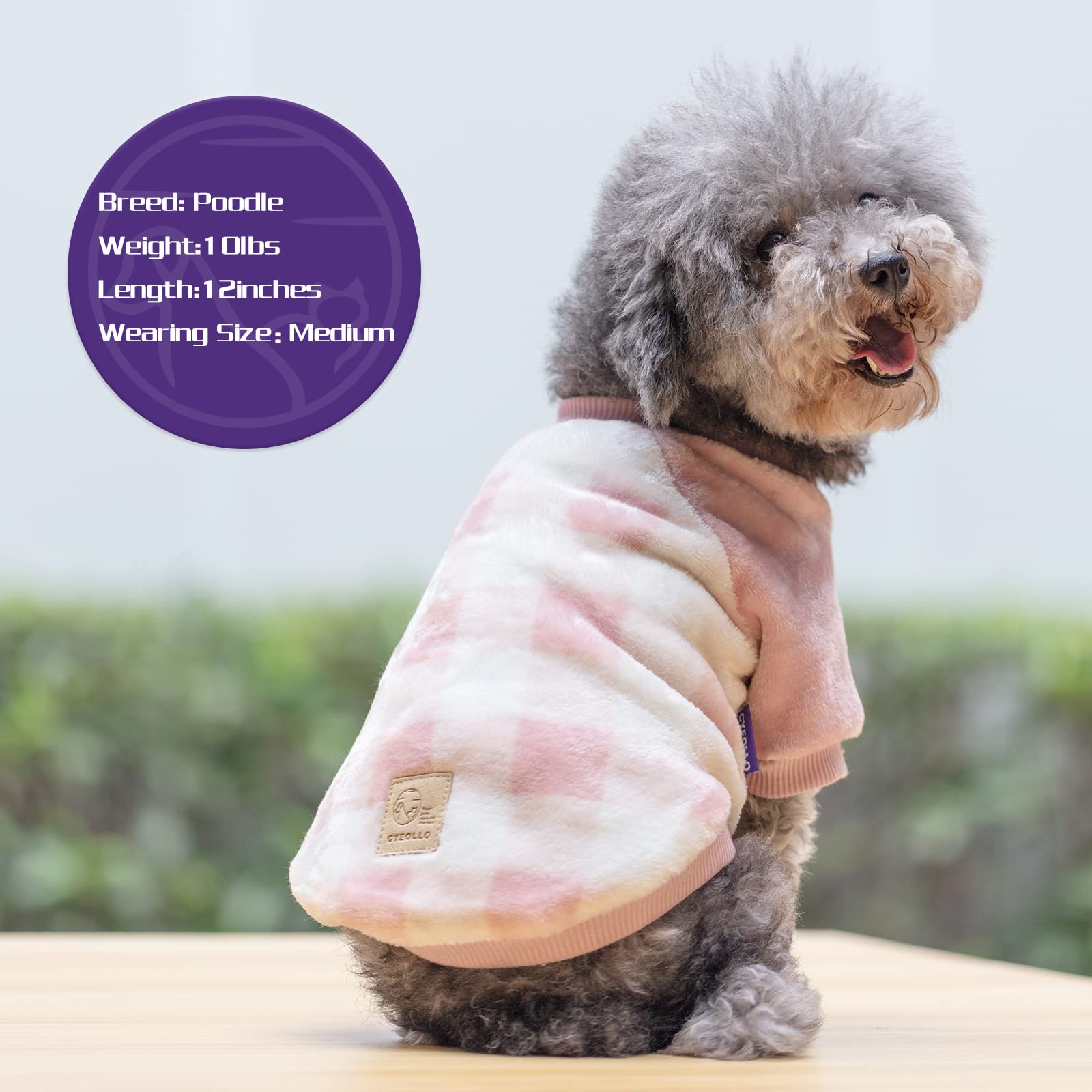 Cyeollo Winter Sweater Coat - Flannel Buffalo Plaid Warm Clothes For Small Dogs Size L