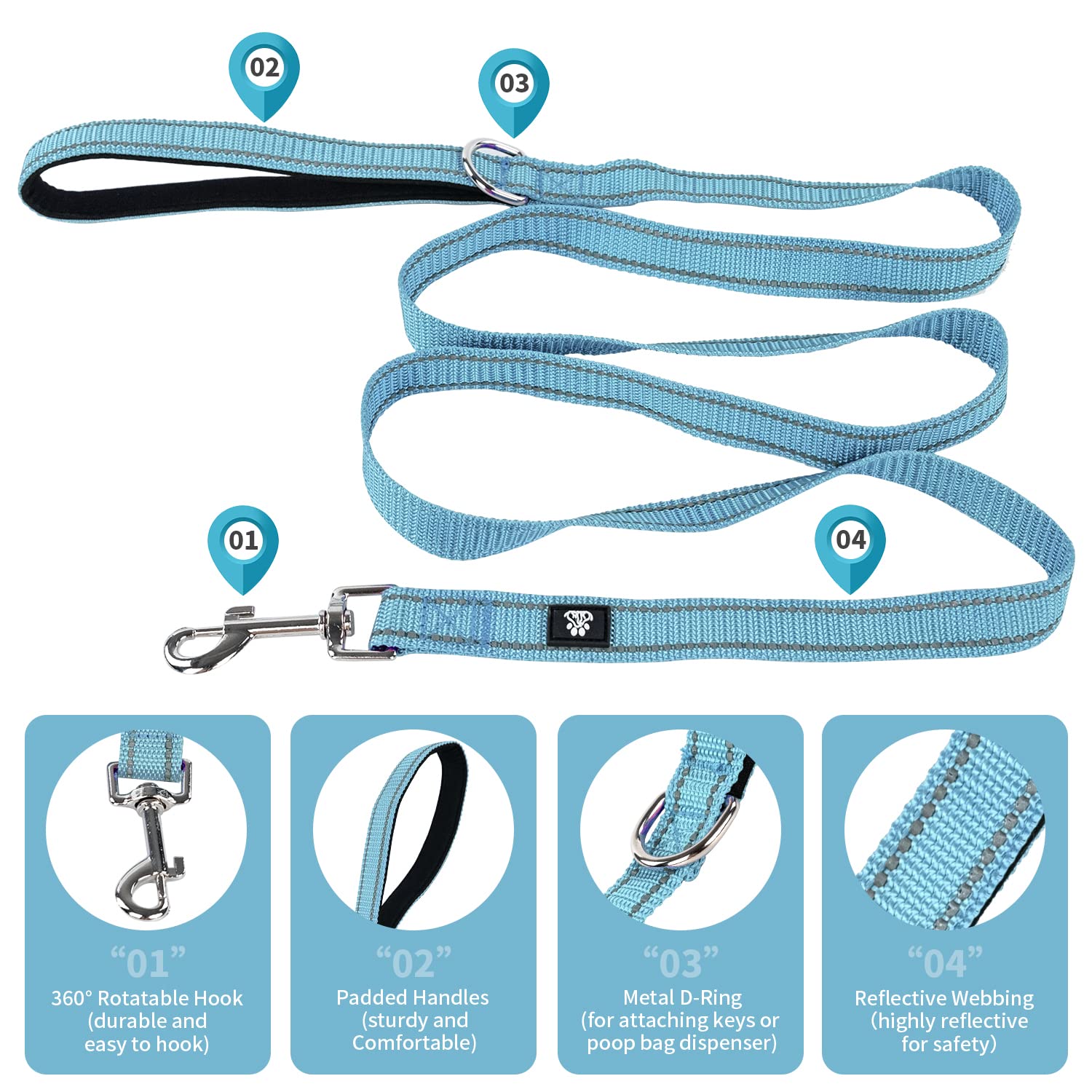Nestroad Reflective Dog Collar And Leash Set,Soft Neoprene Pet Collar With Quick Release Buckle,Adjustable Nylon Dog Collars For