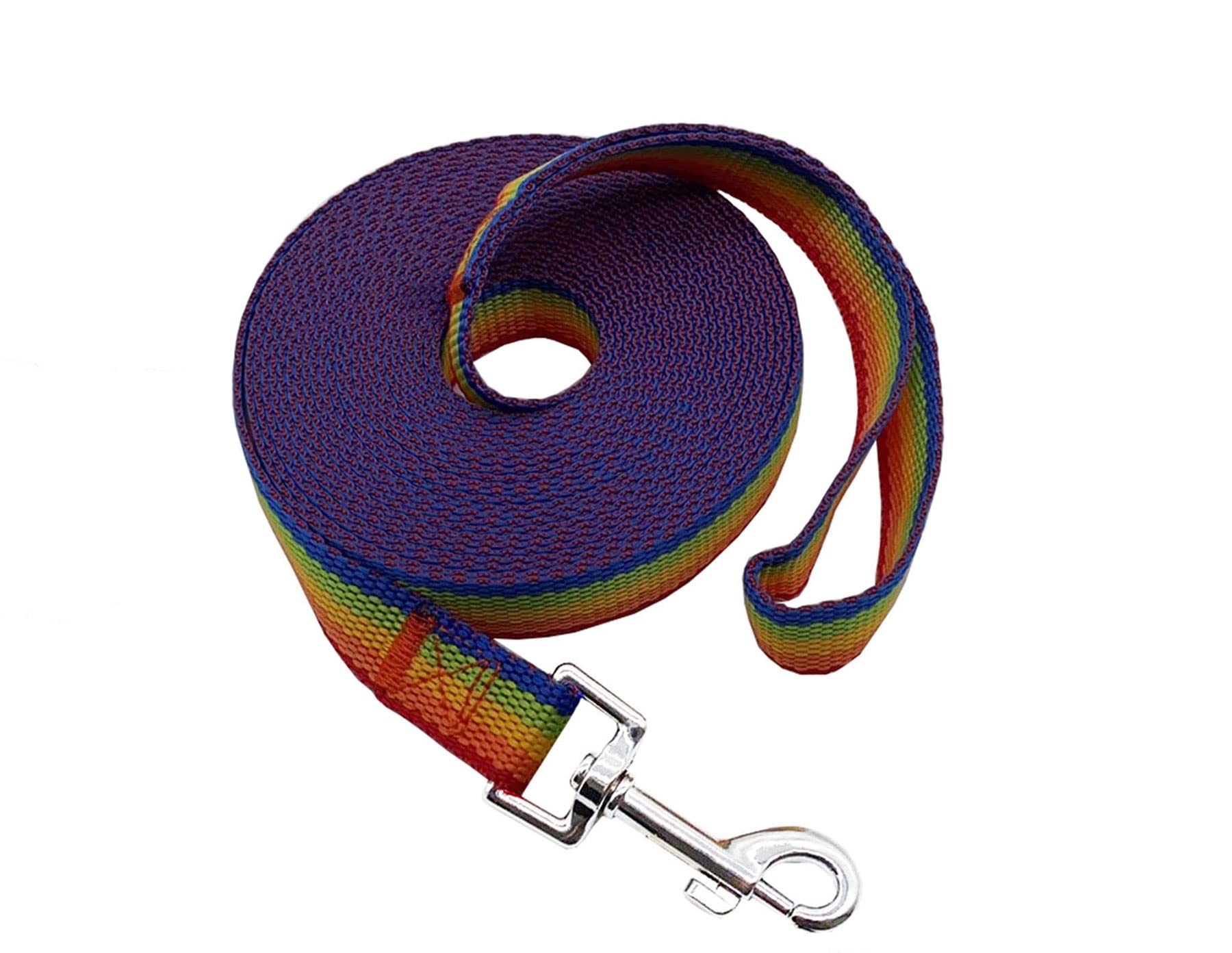 Nylon Training Dog Leash For Small Medium Large Dogs, 15Ft 20Ft 30Ft 50Ft Long Leash Dog/Puppy Lead For Obedience Recall Training, Camping (20Ft, Rainbow)