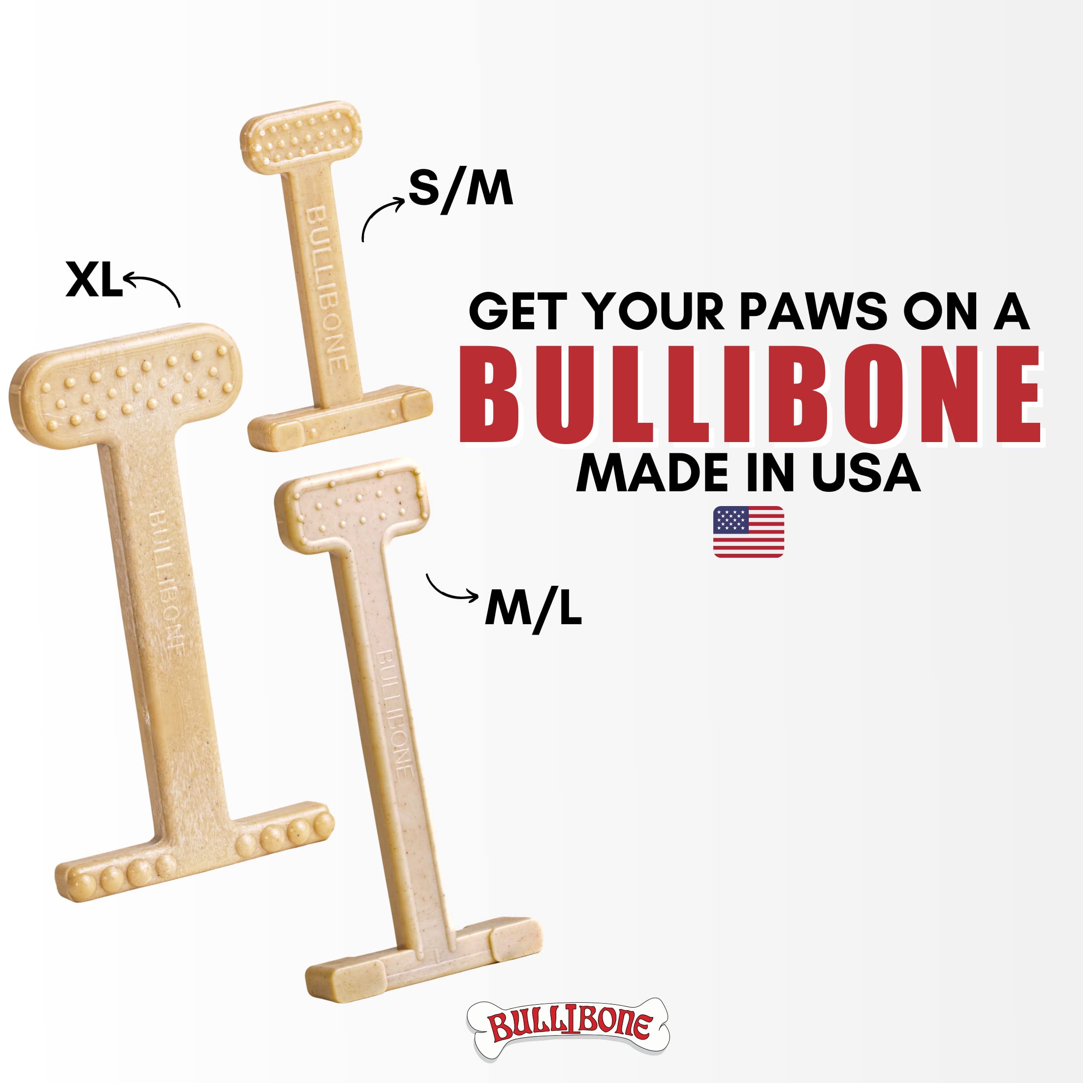 Bullibone Nylon Dog Chew Toy Nylon Bone - Improves Dental Hygiene, Easy To Grip Bottom, And Permeated With Flavor (Peanut Butter, Large - 3 Pack)