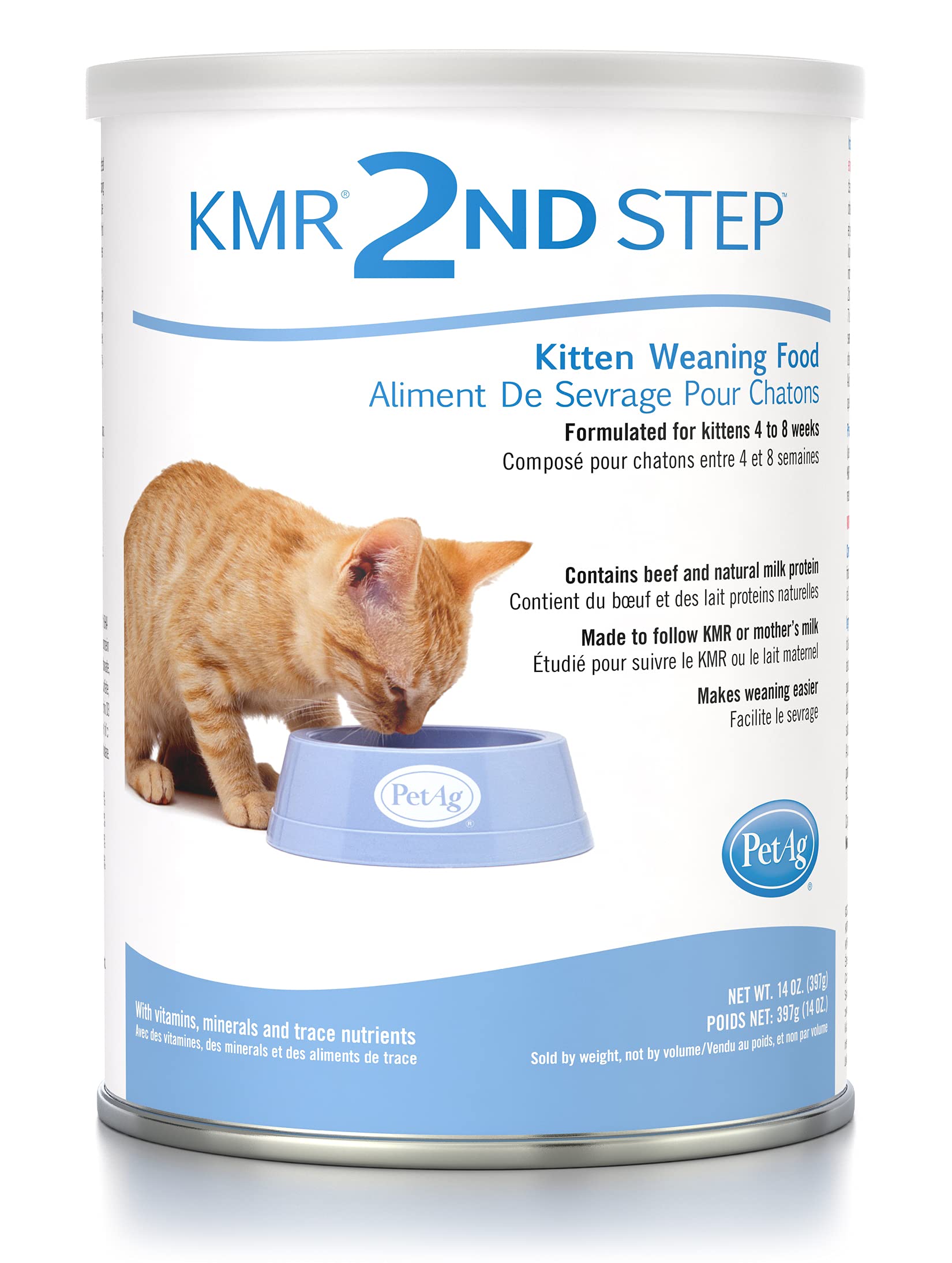PetAg KMR 2nd Step Kitten Weaning Food - 14 oz - Powdered Kitten Weaning Formula with DHA, Natural Milk Protein, Vitamins & Mine