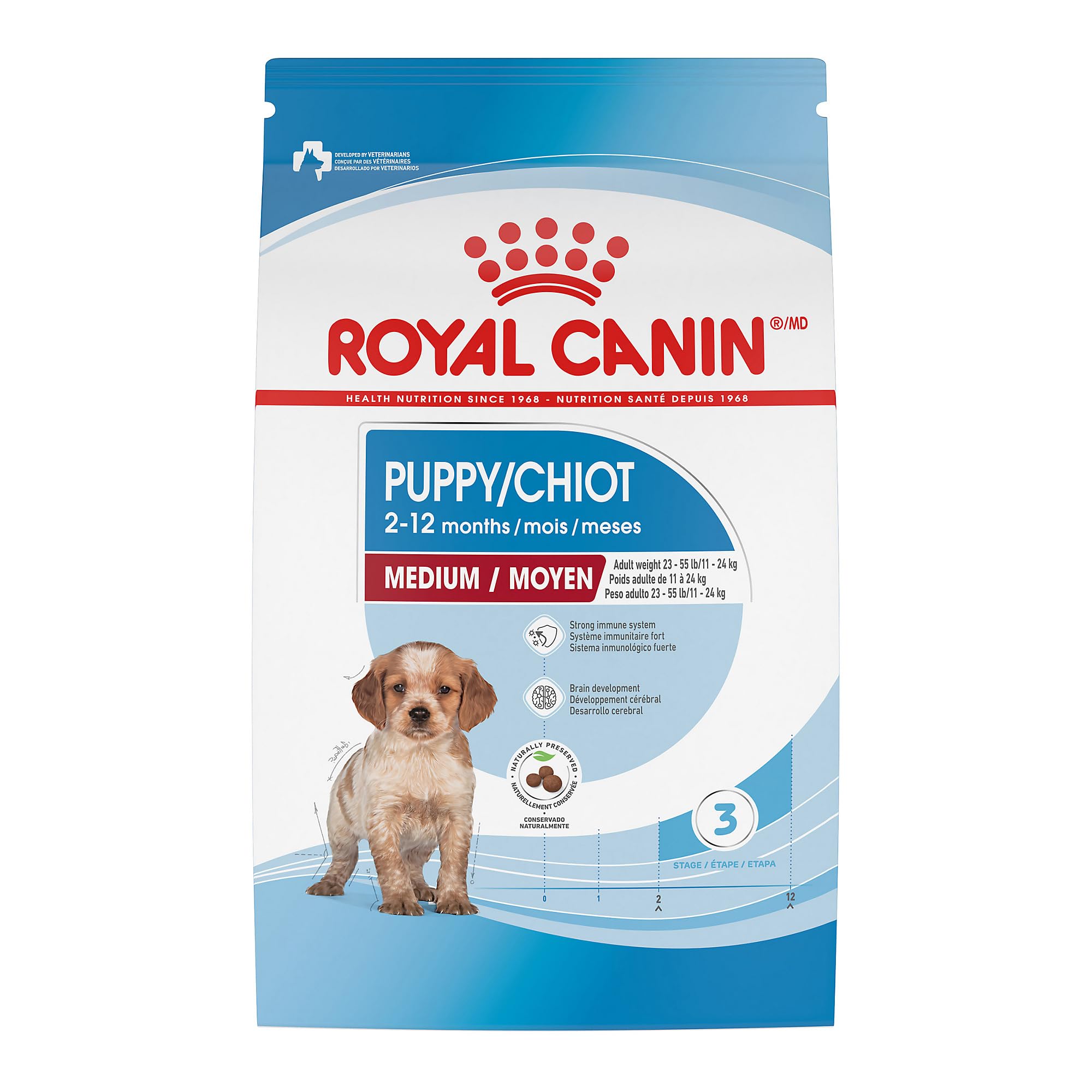 Royal Canin Size Health Nutrition Medium Breed Dry Puppy Food, Supports Brain Development, Immune Support and Digestive Health, 