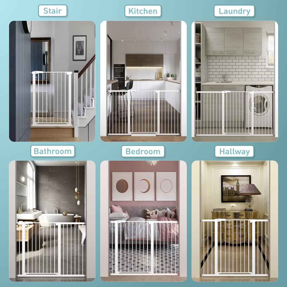 Extra Tall Baby Gate Stand 38' Tall - 37.80'-40.55' Wide Metal Walk Through Pet Gate For Doorway Stairs - No Drill Pressure Mounted Safety Gate