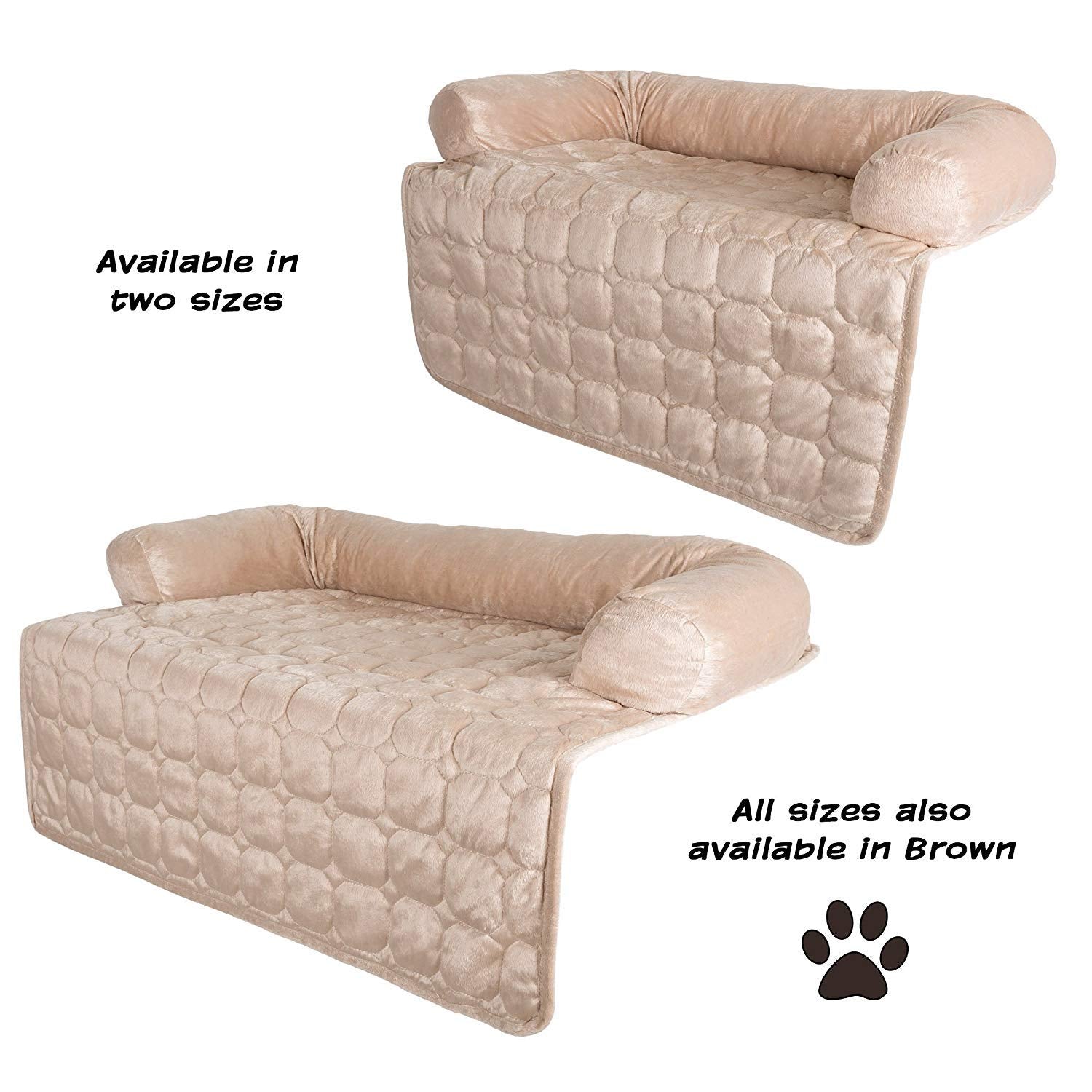 Couch Cover for Dogs - 35x35 Pet Furniture Protector with Memory Foam Bolster, Quilted Fabric, Non-Slip Water-Resistant Base Lay