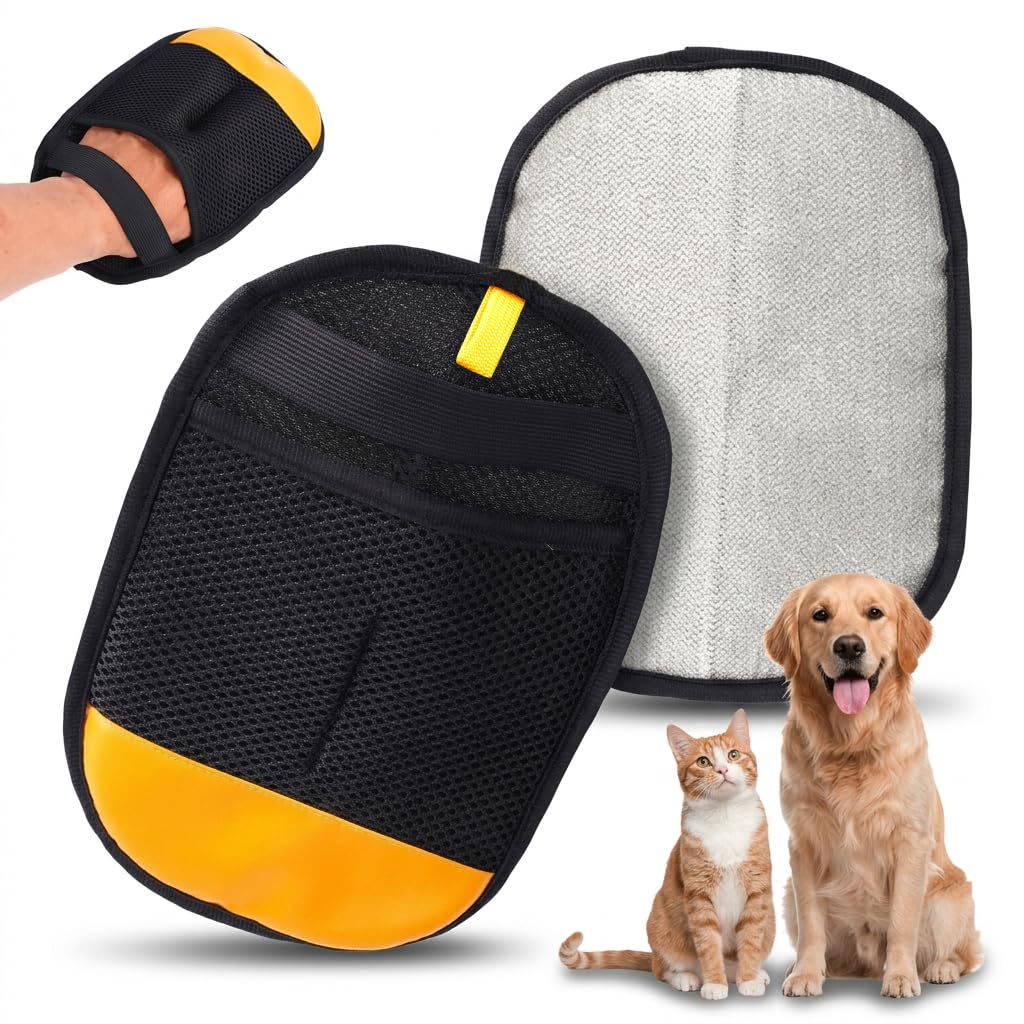 Qpets Pet Hair Removal Glove For Dogs And Cats Reusable Electrostatic Lint Remover Mitt For Sofa Bed Carpet Clothing And Car Sea
