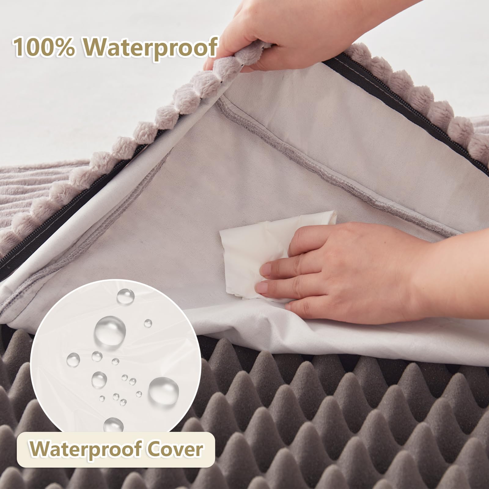 Orthopedic Dog Beds For Xl, Large, Medium, Small Dogs - Soft Plush Washable With Egg Crate Foam, Waterproof With Removable Cover