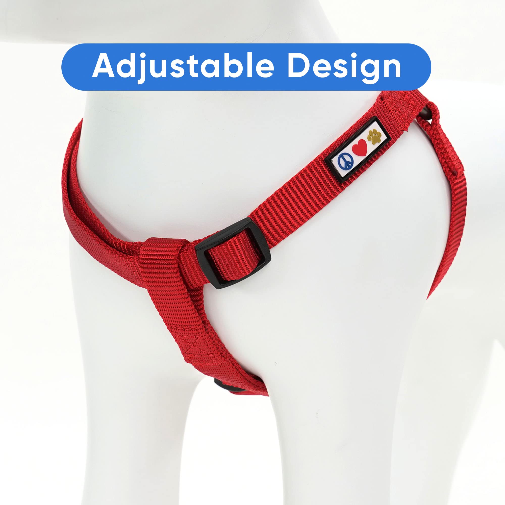 Pawtitas Solid Color Step-In Dog Harness - Red, Large, For Training & Walking Your Puppy