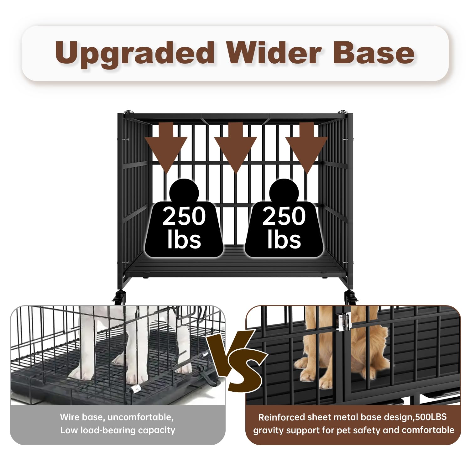 Snuowu 38 Inch Heavy Duty Dog Crate With Wheels,Indestructible Escape-Proof Dog Cage For Large Dogs, Extra Large Xl Xxl Indestru