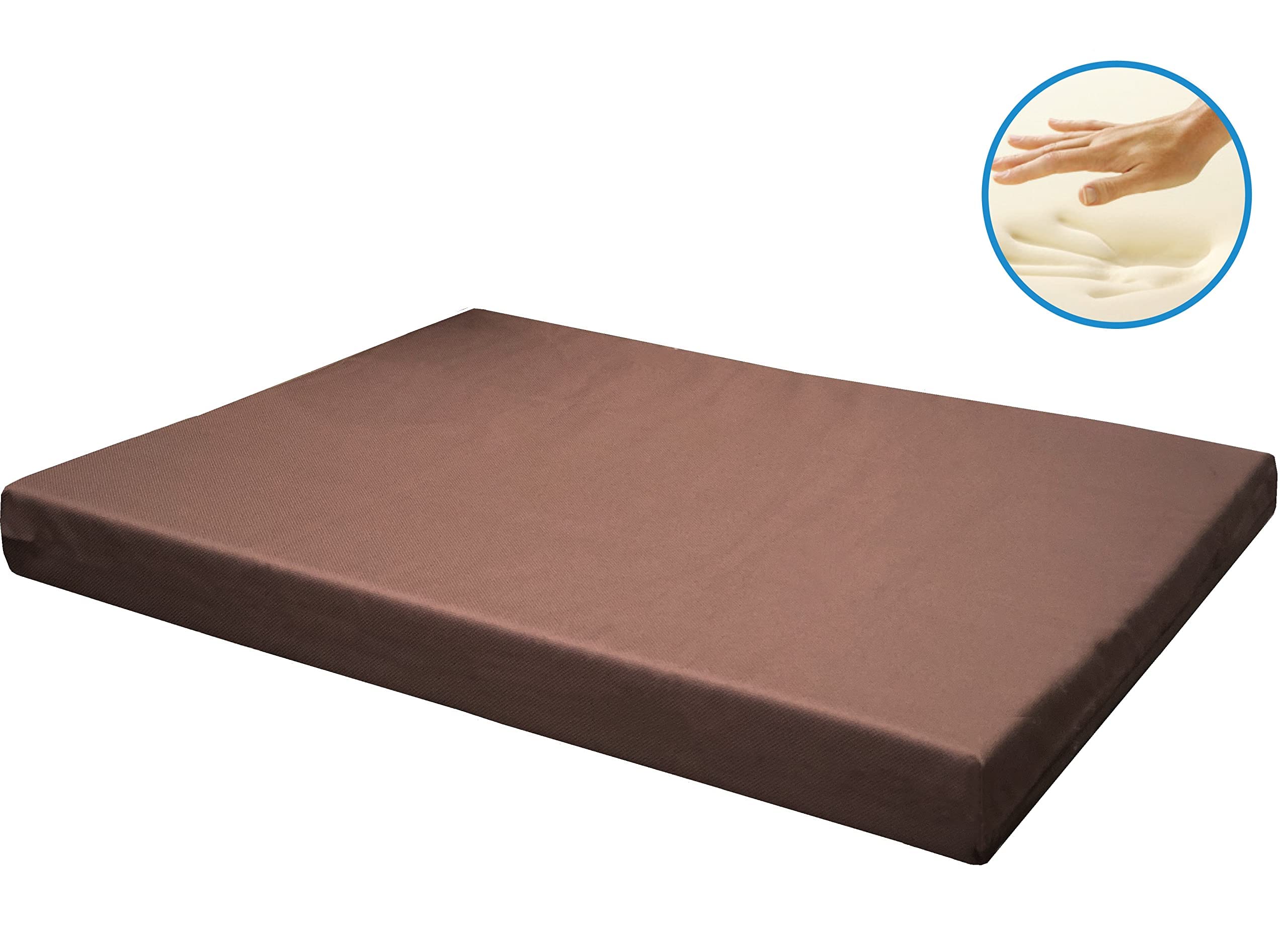 Dogbed4Less Memory Foam Platform Dog Bed, Crate Mattress With Waterproof Removable Cover Large 42X28X3 Brown
