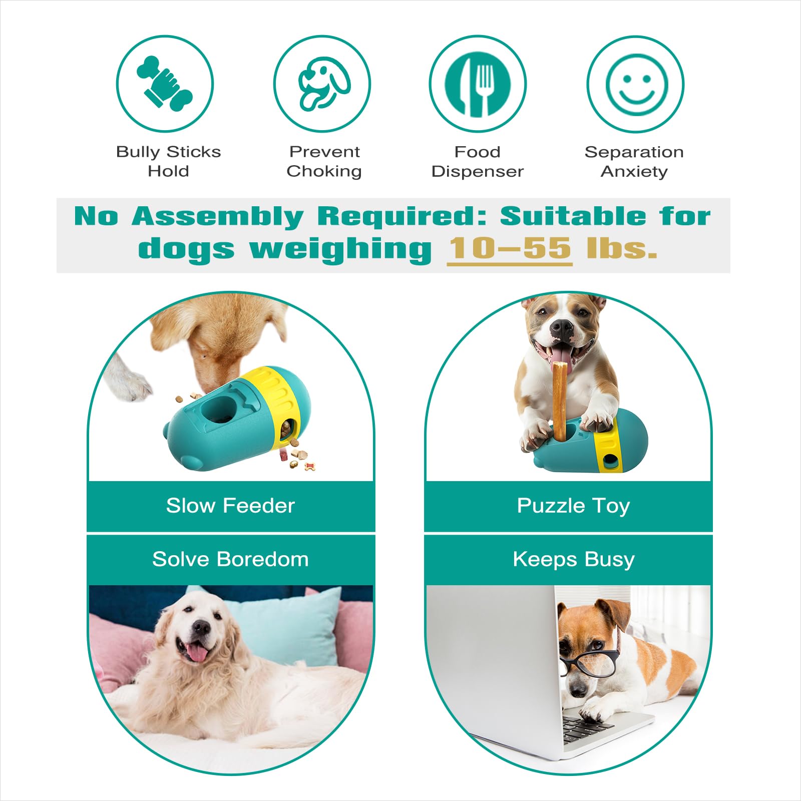 Dog Puzzle Toys Dog Treat Dispensing with Bully Sticks Holder Security Hold Device Interactive Toy to Keep Them Busy Puppy Slow