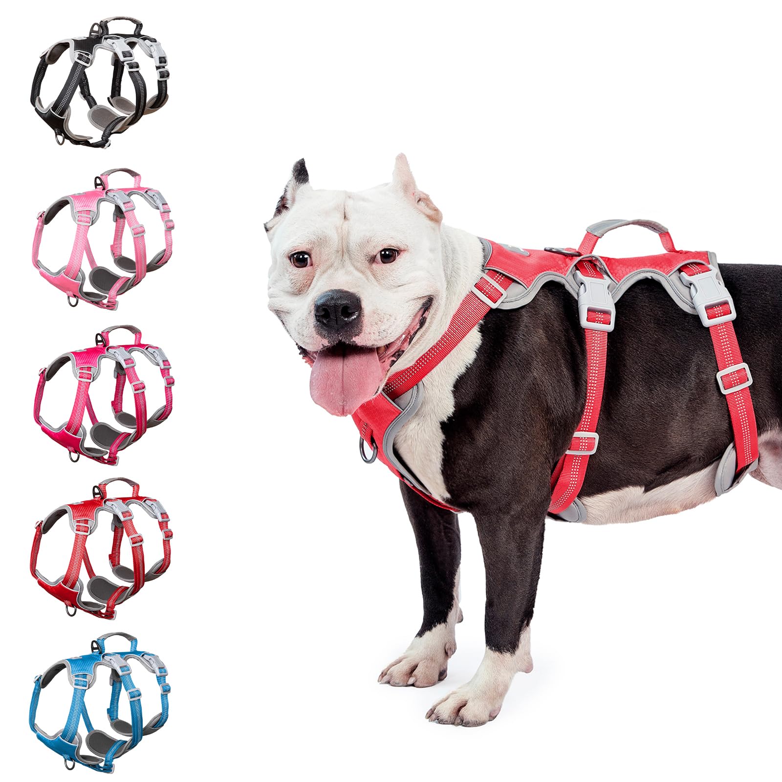 Huntboo Escape Proof Dog Harness, Escape Artist Harness, Reflective Harness With Padded Handle, Breathable, Durable, Adjustable 