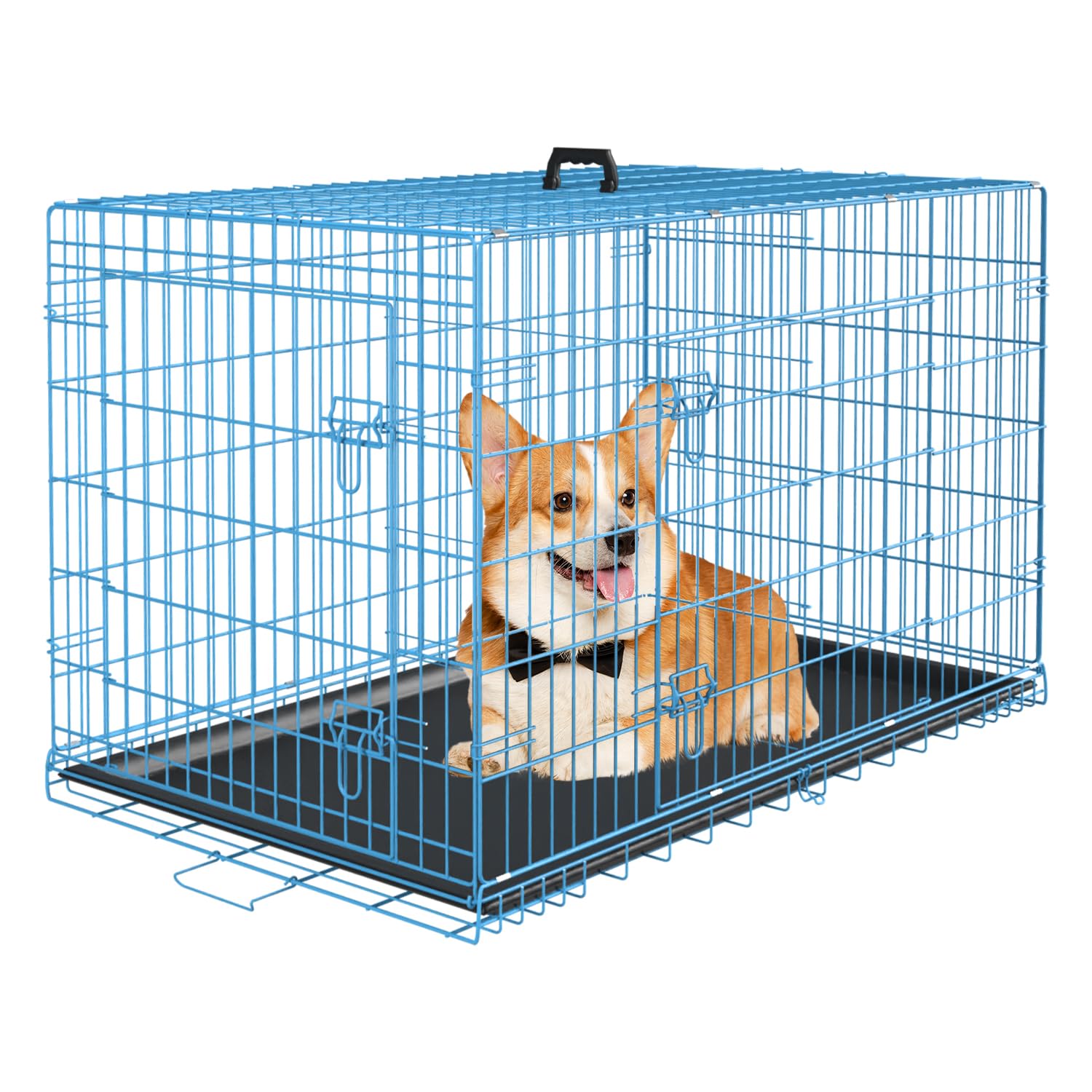 Paylesshere Large Dog Crate Kennel For Medium Large Dogs 36 Inches Metal Dog Cage Double-Door Folding Travel Indoor Outdoor Pupp