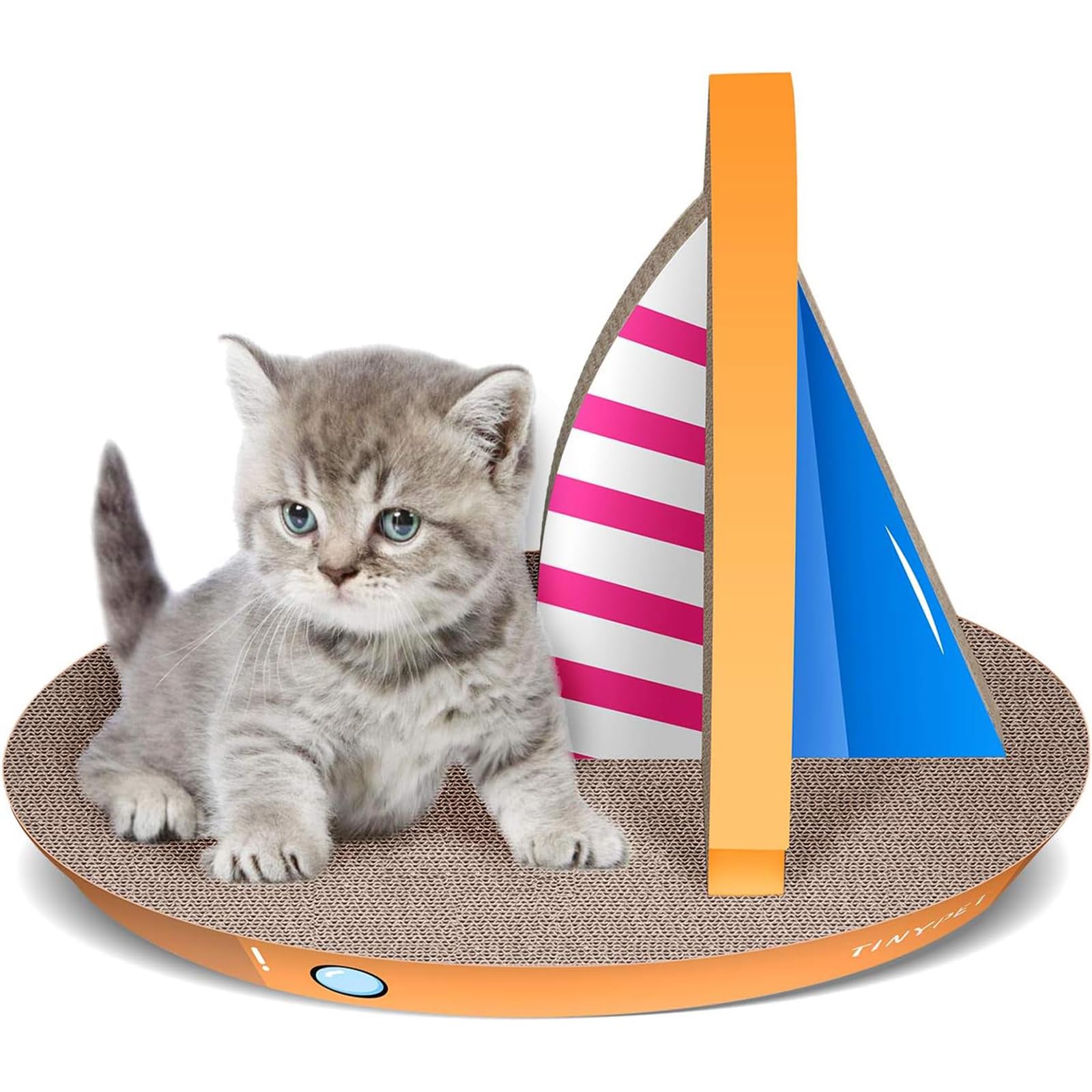 FluffyDream Cat Condo Scratcher Post Cardboard, Sailboat Shape Cat Scratching Lounge Bed, Durable Pad Prevents Furniture Damage,