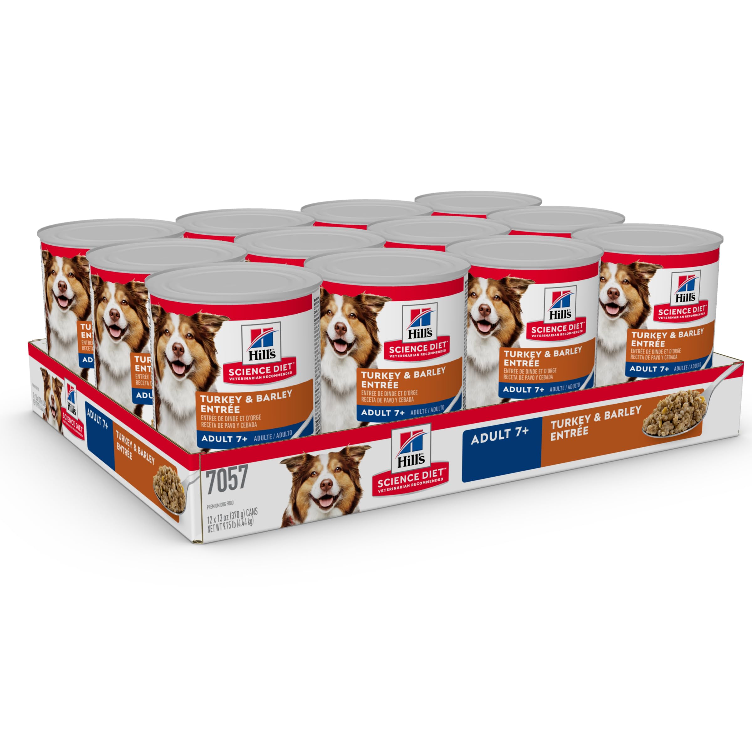 Hills Science Diet Adult 7+, Senior Adult 7+ Premium Nutrition, Wet Dog Food, Turkey & Barley Loaf, 13 oz Can, Case of 12