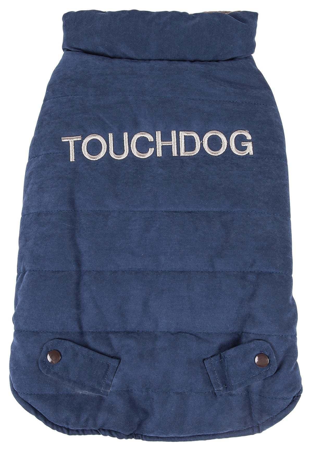 TOUCHDOG 'Waggin Swag' Fashion Designer Reversible 3M Insulated Pet Dog Coat Jacket, Medium, Blue / Grey