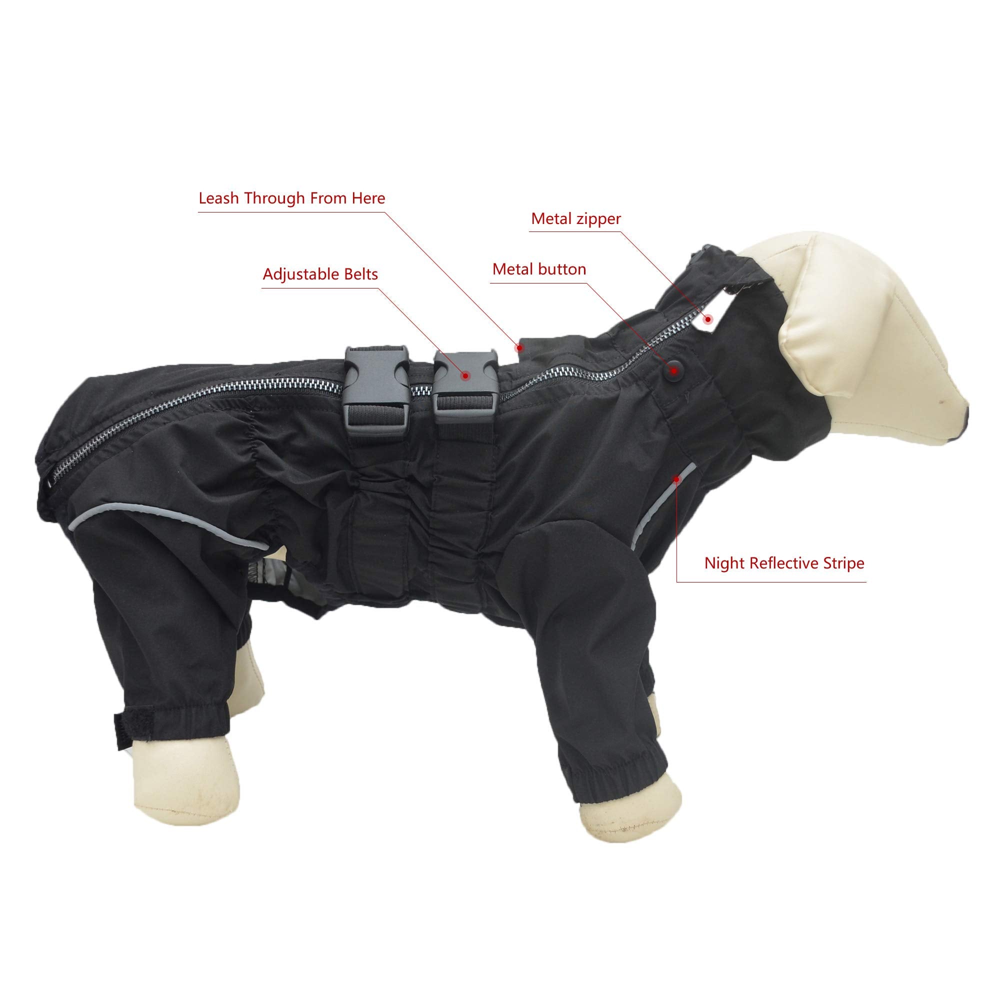 Dogs Waterproof Jacket, Lightweight Waterproof Jacket Reflective Safety Dog Raincoat Windproof Snow-Proof Dog Vest For Corgis Da