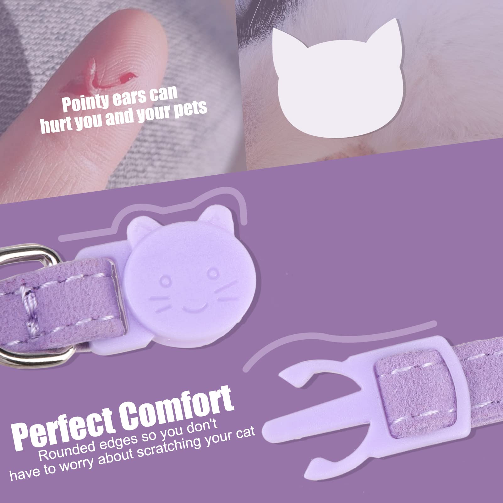 Expawlorer Soft Velvet Safe Cat Collars For Girl Cats -2 Pack Rhinestones Bling Diamante Adjustable Collars Breakaway- Chirstmas Cat Clollar Gifts With Bells For Boy Cats Kitty And Small Dogs