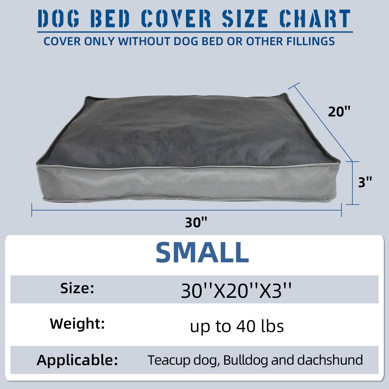 Lyund Dog Bed Cover, Comfortable And Quiet Dog Bed Covers For Pet Mat Bed,Washable Removable Cover,Faux Leather Pet Nest, 30'' L