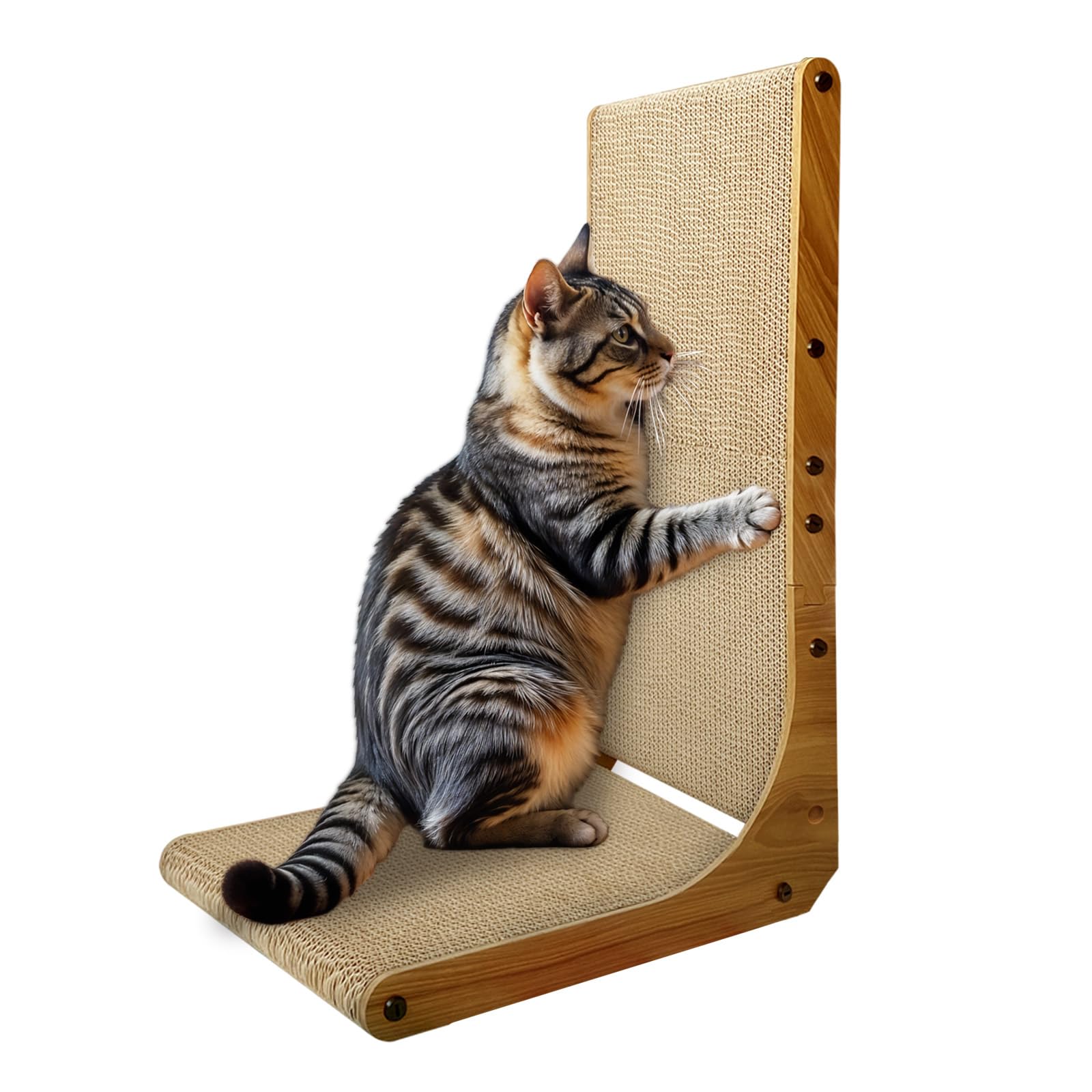 AGYM Cat Scratcher, 23 inch L Shape Cat Scratching Pad for Indoor Cats, Durable Sustainable Cardboard Scratcher, Recyclable Vert