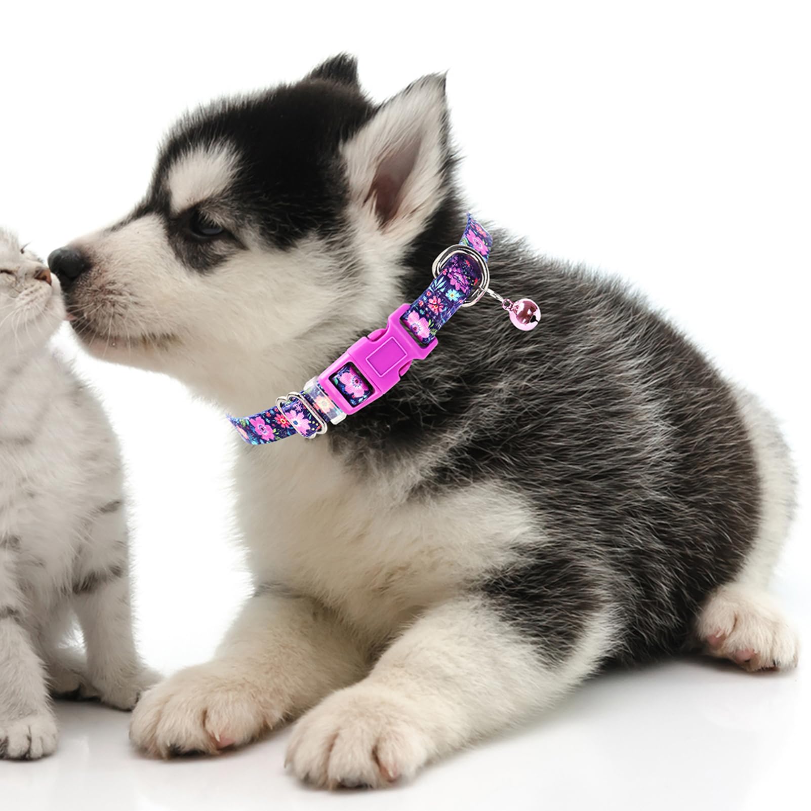 Flower Small Dog Collar With Bell, Soft Adjustable Puppy Collar Tiny Cat Collars With Bells For Xs Small Girl And Boy Dogs Littl