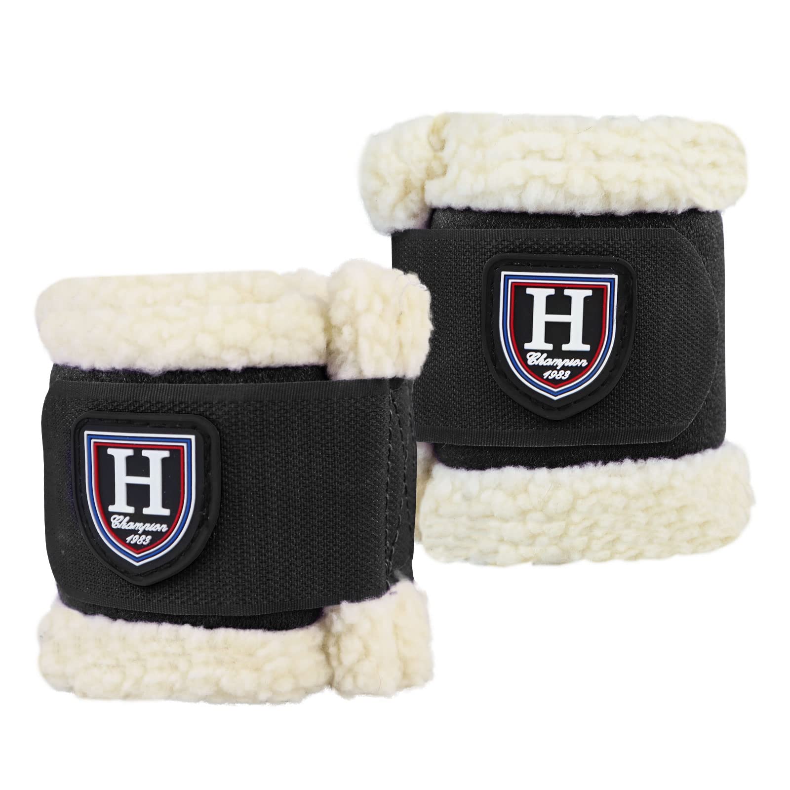Harrison Howard Essential Premium Horse Pastern Wraps with Berber Fleece Lining Sold in Pairs Black