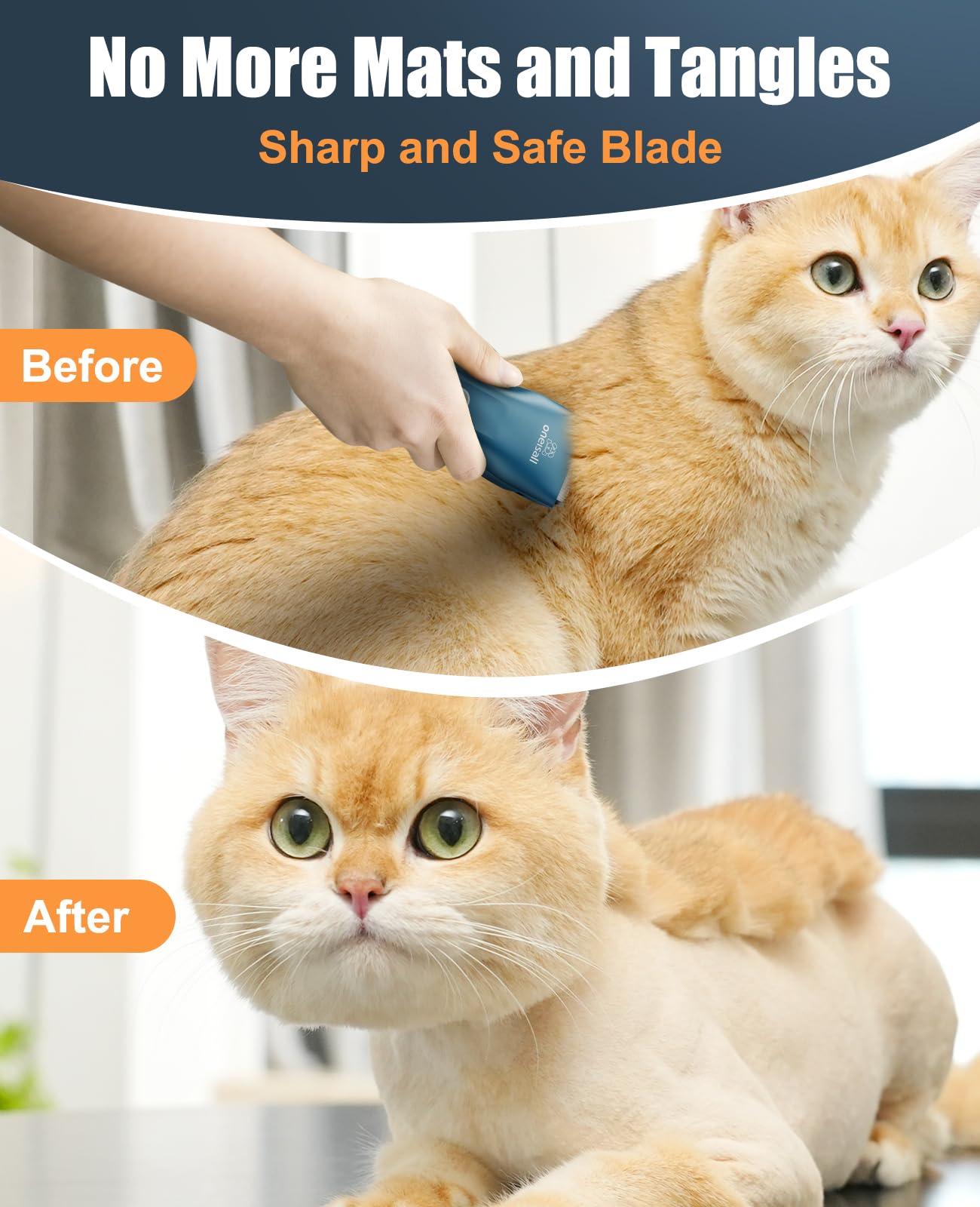 Oneisall Pet Clippers For Cat Matted Hair, Small Clippers Low Noise Dog Trimmers For Dog Grooming, Pet Hair Trimmer For Small Pets (Standard Blade)