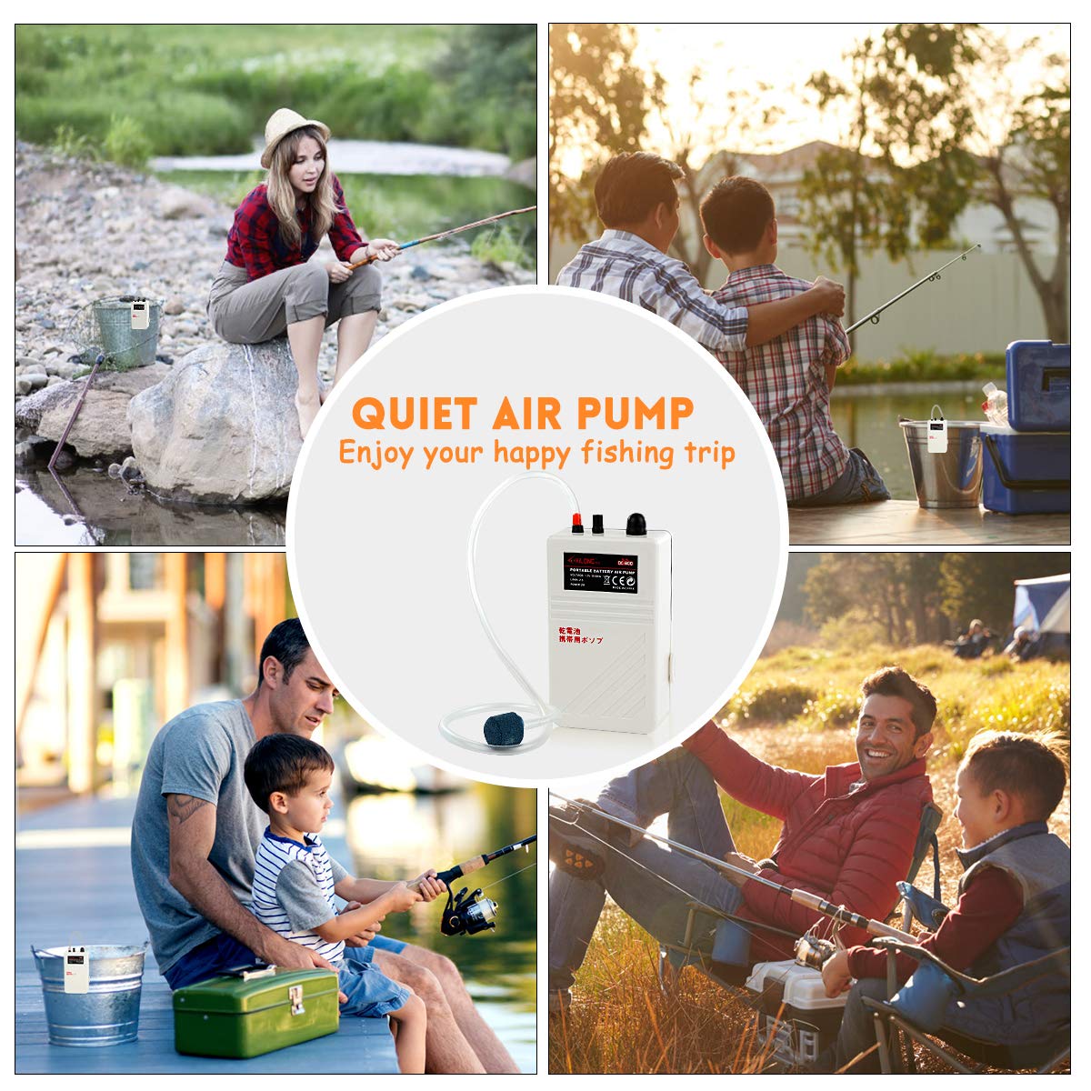 Fulhengy Battery Aquarium Air Pump, Quiet Dc-800 Backup Fish Tank Air Bubbler, Portable Power Outage Aerator Emergency Oxygen Diffuser, Keeps Fish Safe & Bait Minnow Shrimp Alive