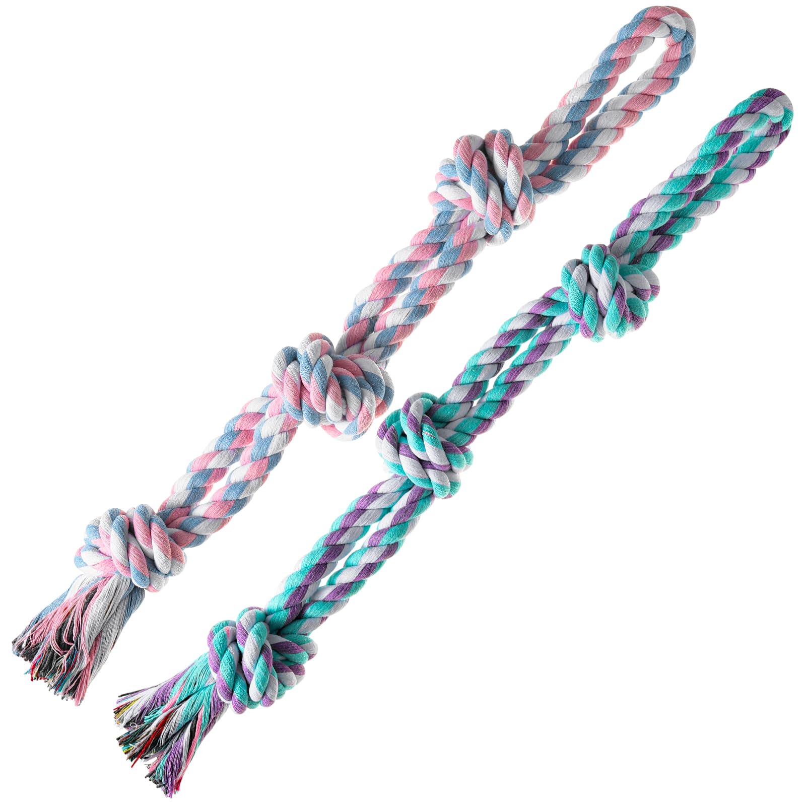 XIGOU Dog Rope Toy, 2 Pcs Indestructible Dogs Toys, Dog Chew Toys for Aggressive Chewers, Tough Puppy Teething Chew Toys for Bor