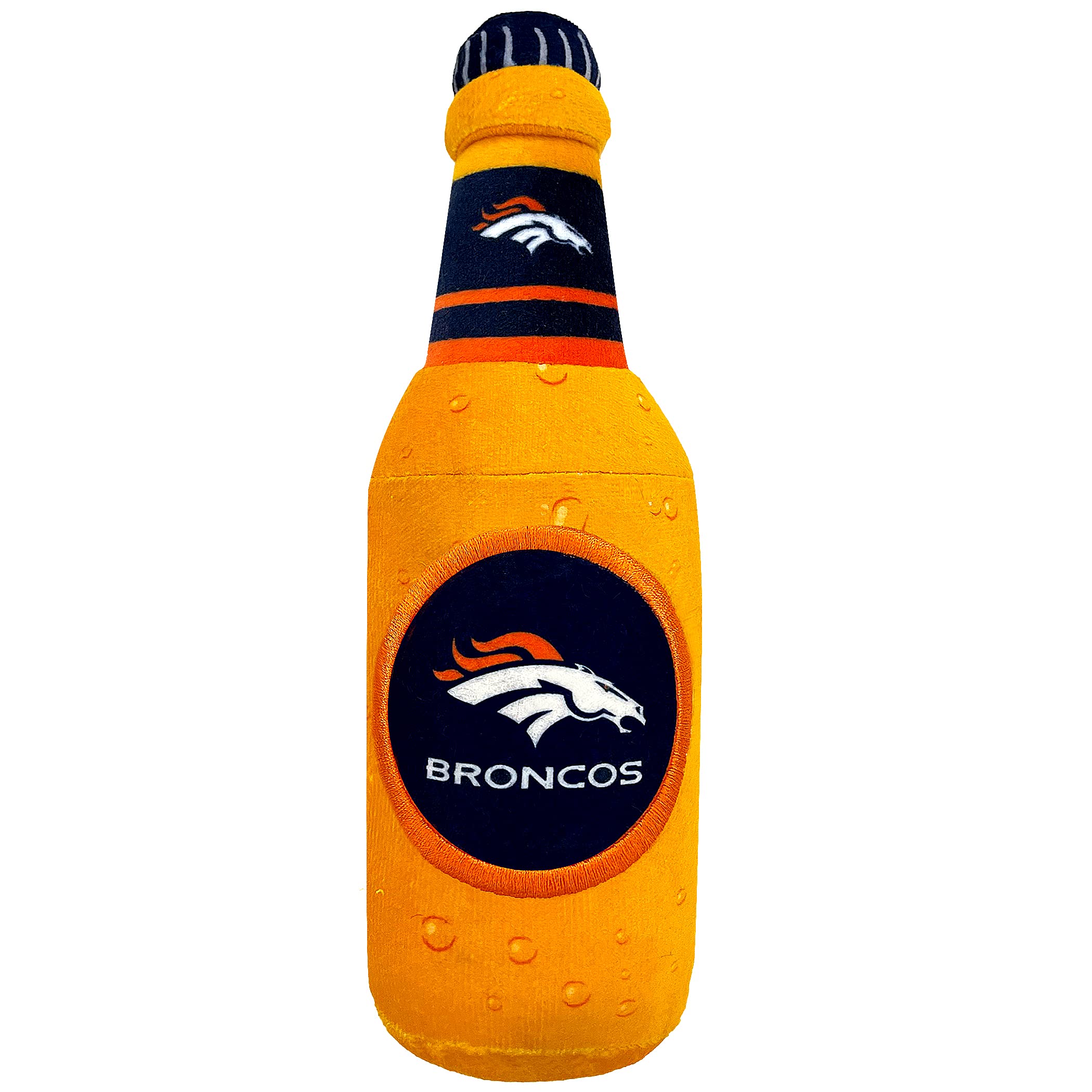 Pets First Nfl Denver Broncos Beer Bottle Plush Dog & Cat Squeak Toy - Cutest Stadium Soda Bottle Snack Plush Toy For Dogs & Cat