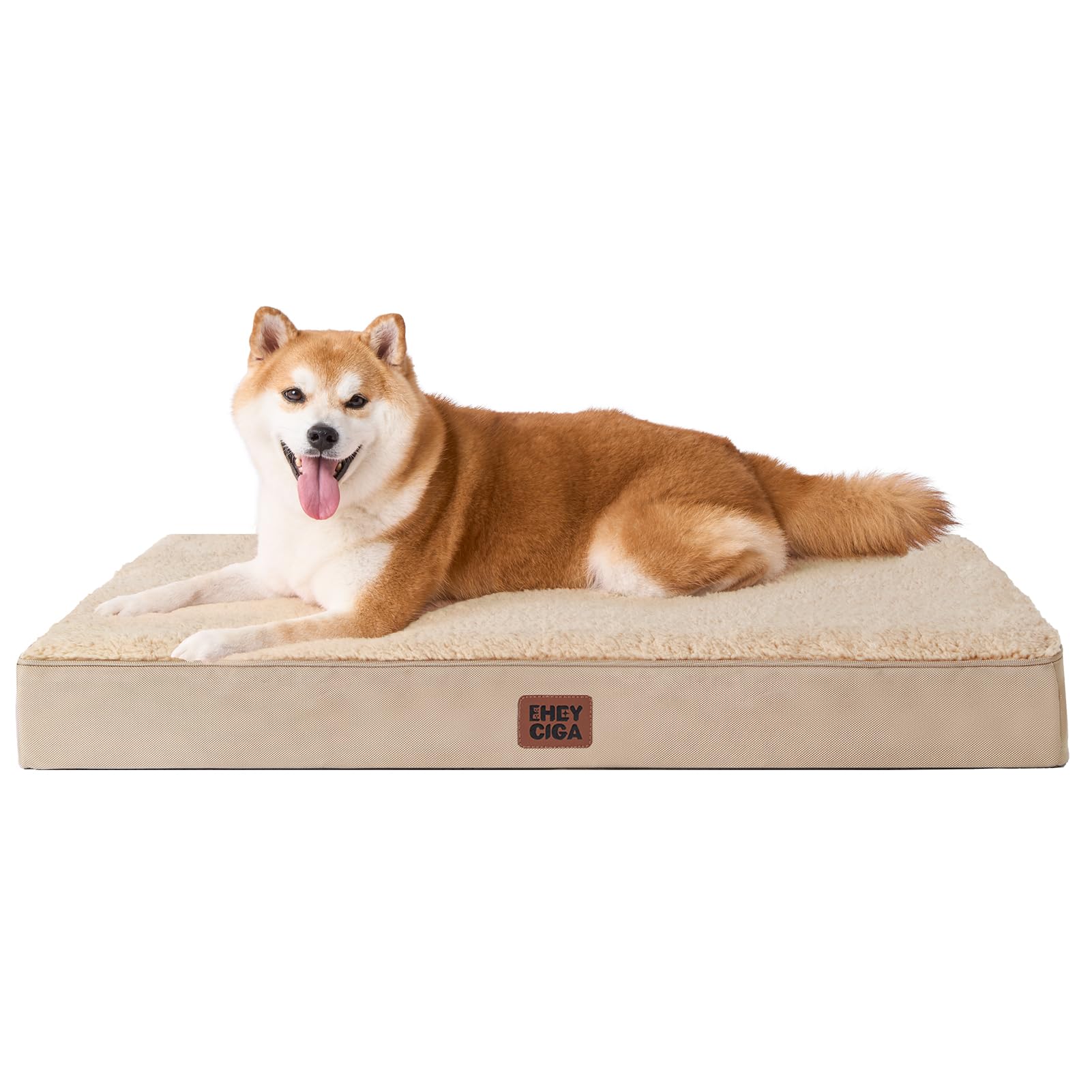 Eheyciga Orthopedic Dog Beds For Large Dogs With Removable Washable Cover For Crate, Khaki, 35X23