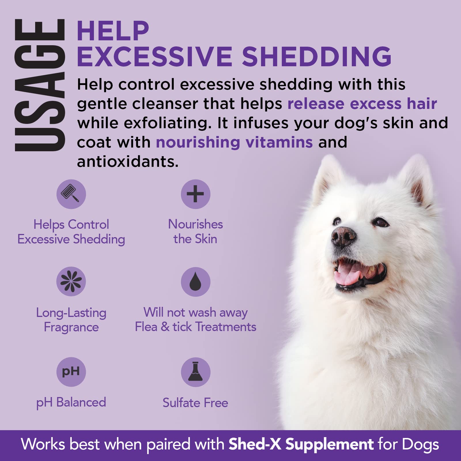 Shed-X Shed Control Shampoo for Dogs, 16 oz - Reduce Shedding - Shampoo Infuses Skin and Coat with Vitamins and Antioxidants to