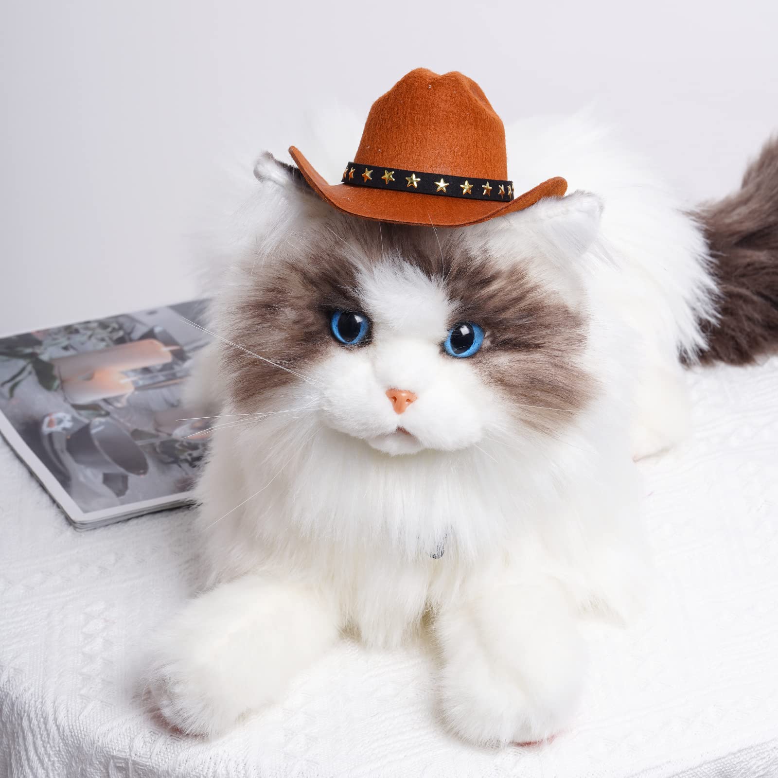 Choyaxo Pet Cowboy Costume Cosplay Cap Halloween Costumes For Dogs Cat Pet Party Decoration Mini Cowboy Hat (Brown, Medium)