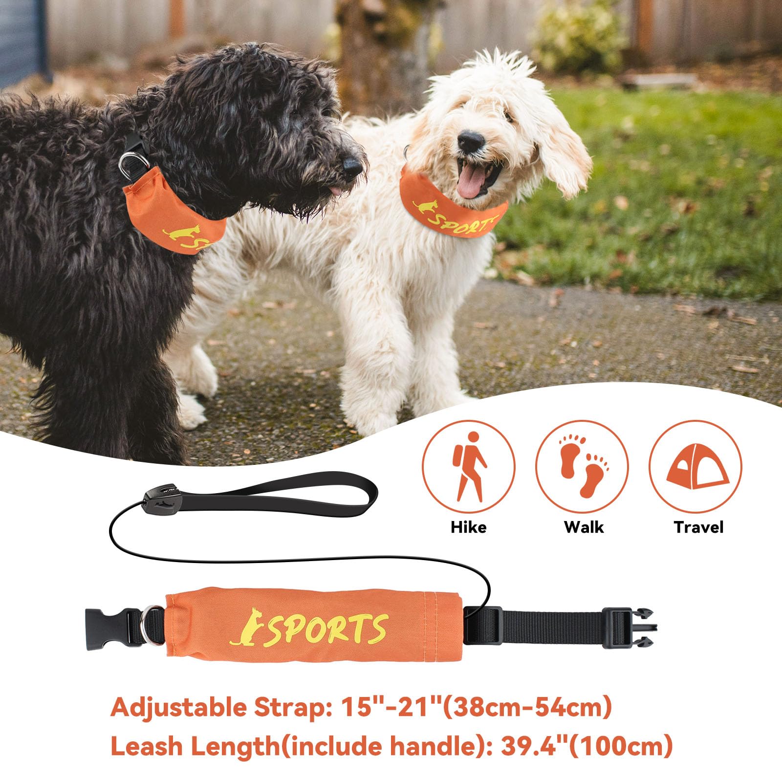 Billionchains 2 In 1 Dog Collar With Retractable Dogs Leash, Adjustable Dog Collar For Medium To Large Dogs