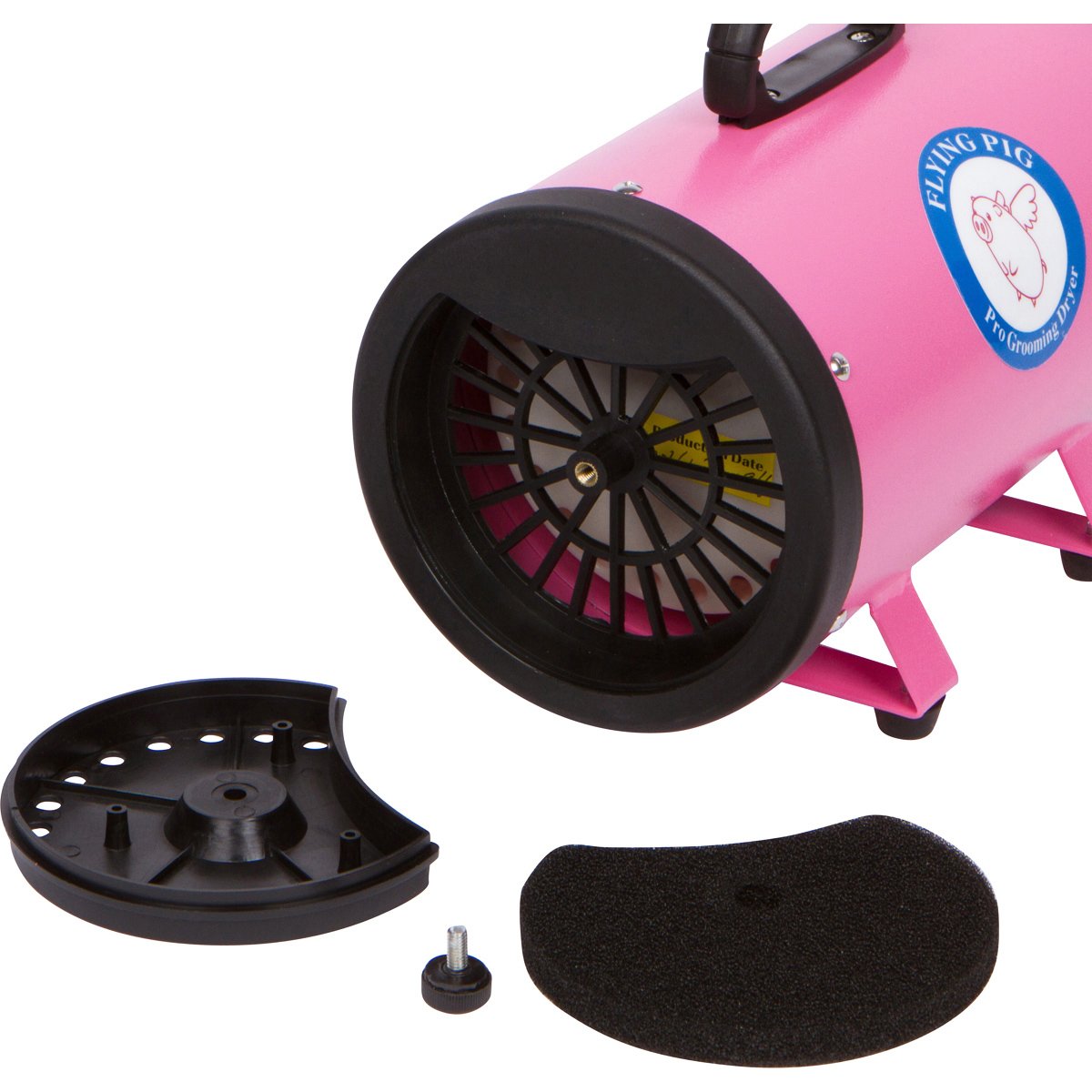 Flying Pig Grooming High Velocity Dog Dryer w/Heater, Model Flying One, Pink, Steel, Ideal for Pet Grooming