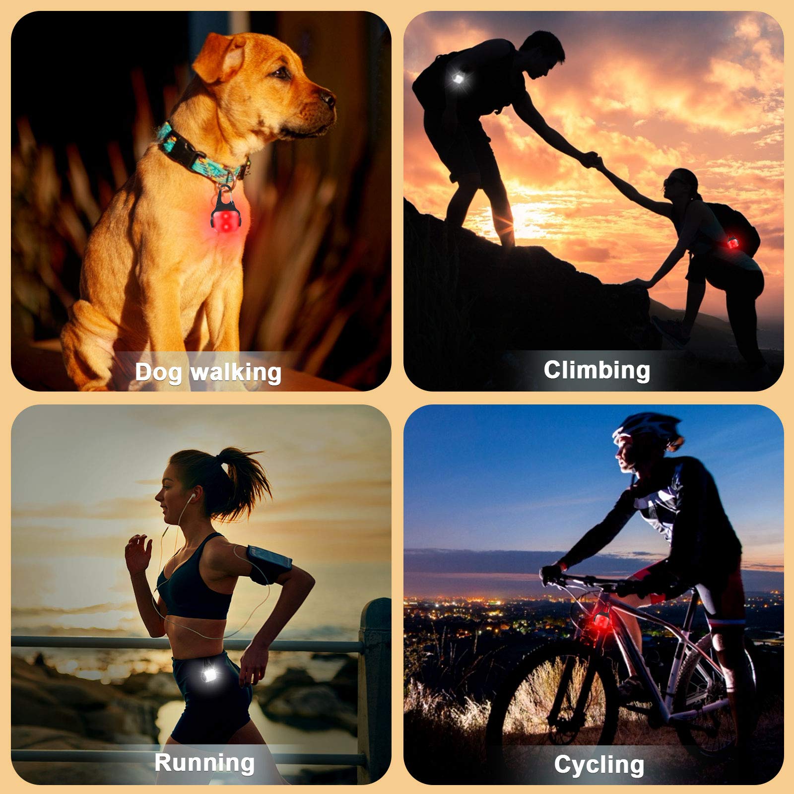 Dog Lights For Night Walking, Clip On Usb-C Rechargeable Dog Collar Light, 3 Light Modes Dog Light, Ip65 Waterproof Dog Night Light, Led Safety Light For Running, Camping, Climbing, Bike, 2 Pack
