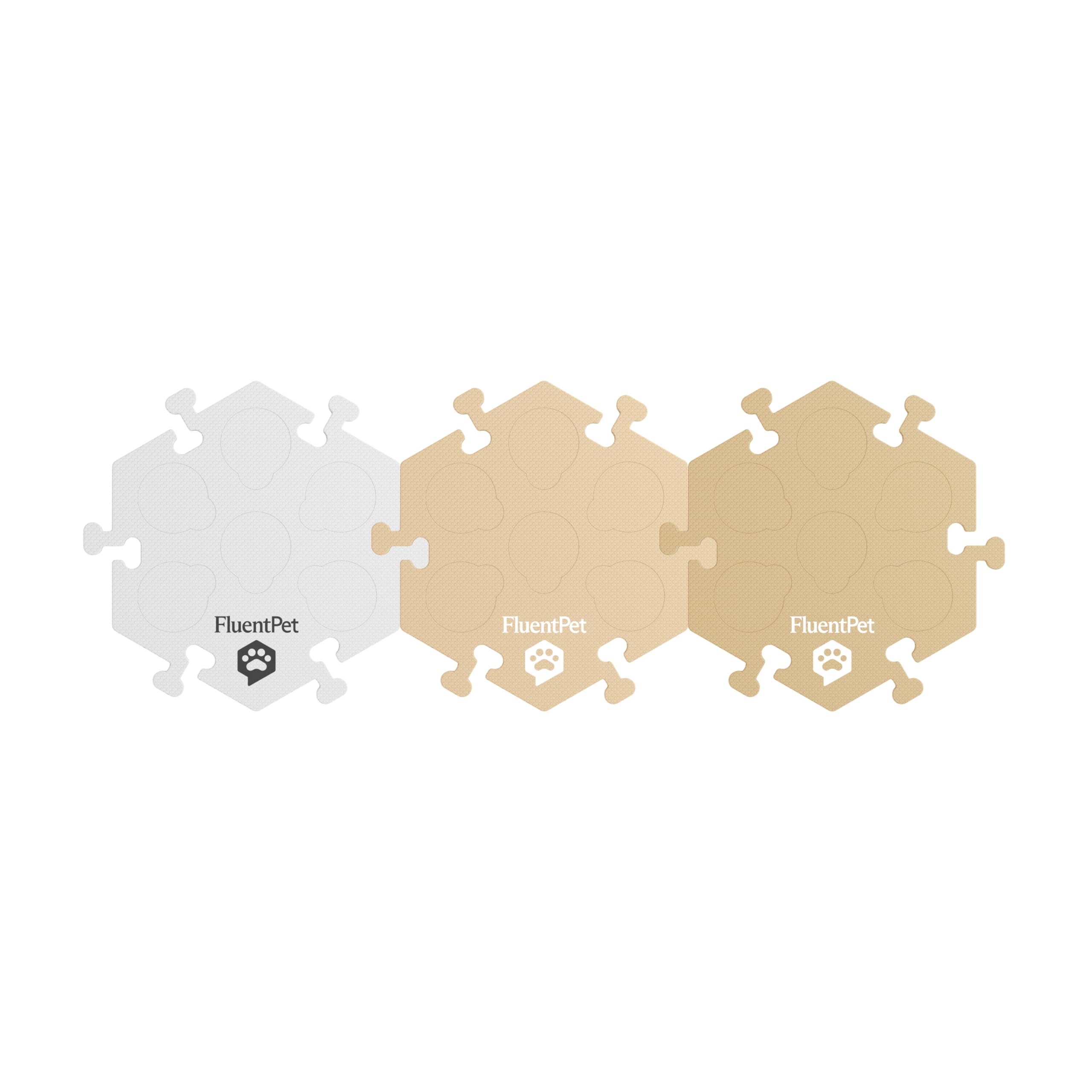 Fluentpet Hextiles - Beiges 3-Pack | Accessory Dog And Cat Button Learning Mats | Each Mat Holds Up To 6 Buttons | Soft, Durable