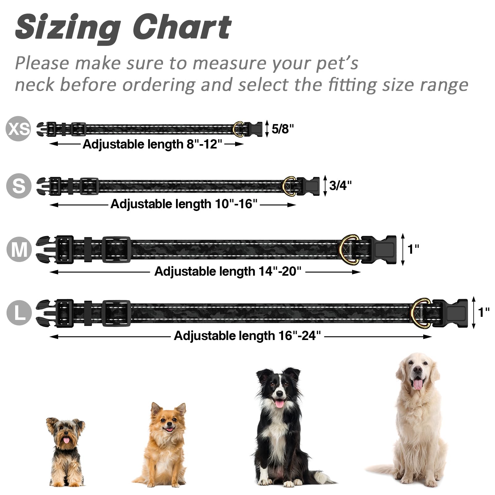 Tmoodel Reflective Dog Collar For Extra Small Dogs Cats, Cute Camouflage Adjustable Heavy-Duty Nylon Puppy Collar For Boy And Gi
