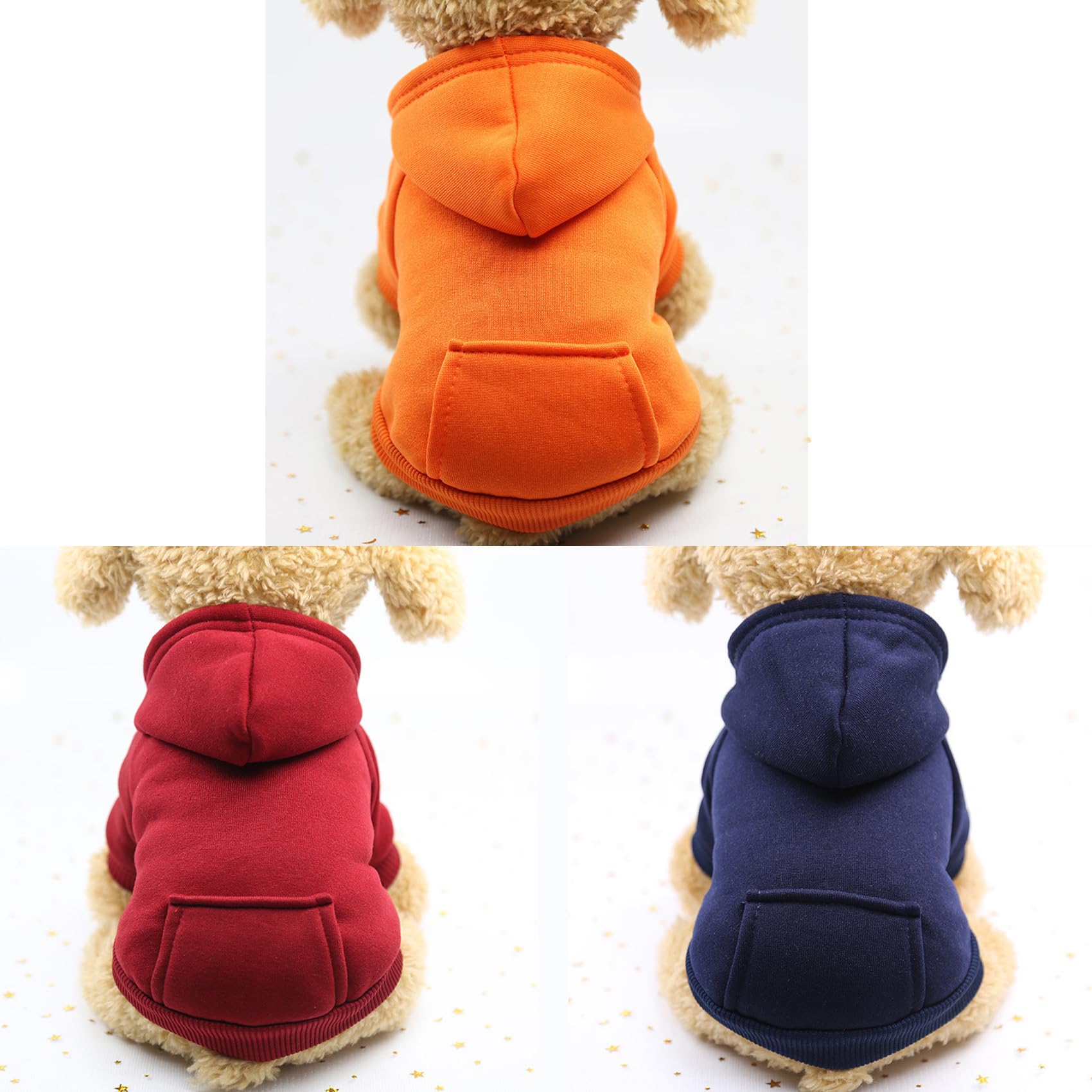 Tapbull Dog Dresses, Fashionable Pet Dog Sweatshirt Clothes In Dark Colors, Cute Cat Birthday Dress Outfit (Red/Blue/Orange 3-Pa