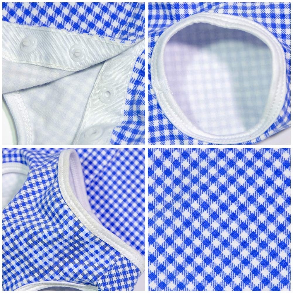 Kukaster Pet Dog’S Recovery Suit Post Surgery Shirt For Puppy, Wound Protective Clothes For Little Animals(Blue White Plaid-S)