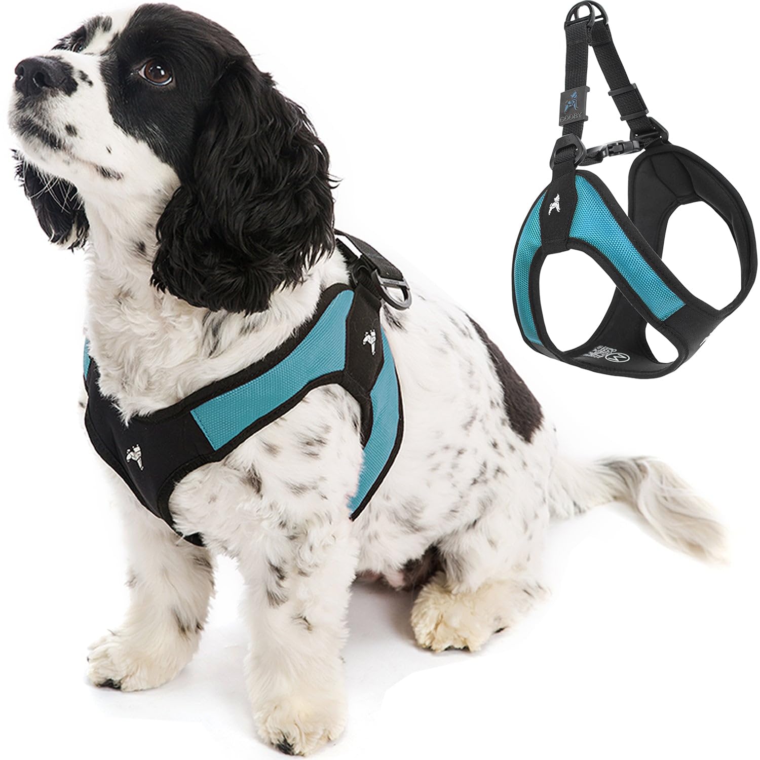 Gooby Escape Free Easy Fit Harness - Turquoise, Large - No Pull Step-In Patented Small Dog Harness With Quick Release Buckle - Perfect On The Go No Pull Harness For Small Dogs Or Medium Dog Harness