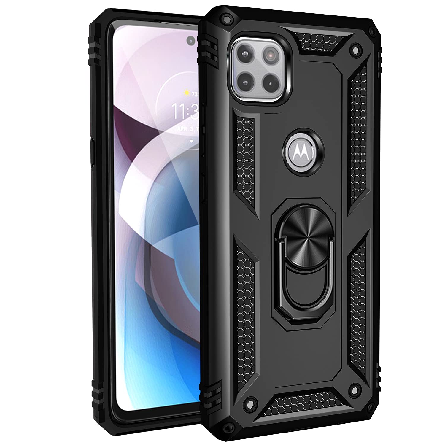 Military Grade Drop Impact For Moto One 5G Ace Case Motorola One 5G Ace G 5G Case 360 Metal Rotating Ring Kickstand Holder Armor