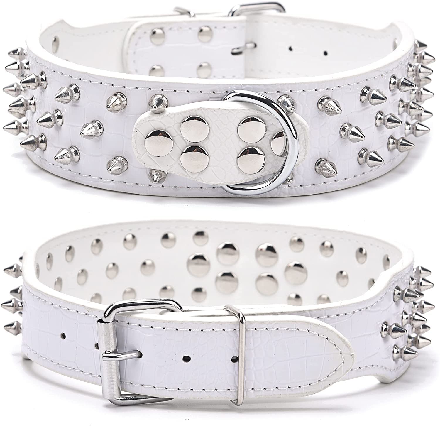 Serijoars Spiked Studded Dog Collar, Pu Leather Dog Collar, Adjustable Pet Collars For Medium Or Large Breed Pet (Xl, Leopard1)