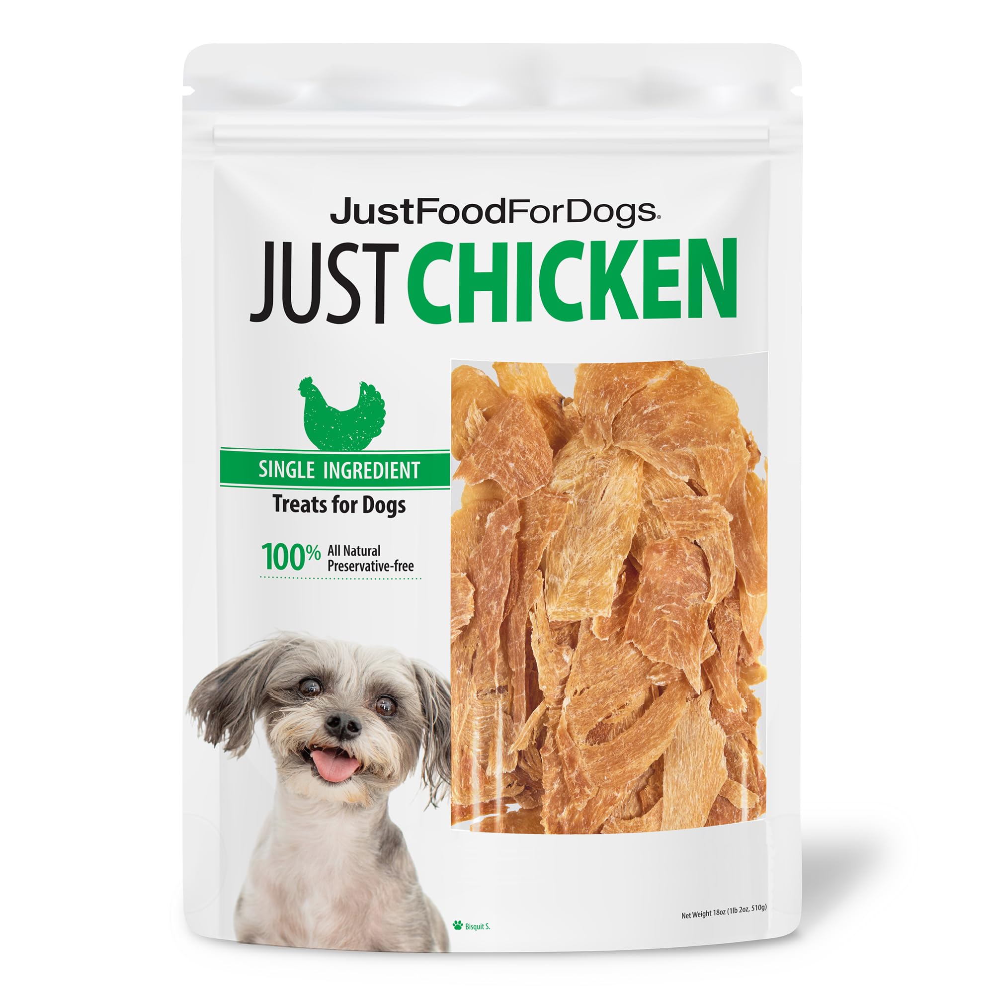 JustFoodForDogs Snack for Dogs, Single-Ingredient Chicken Healthy Dog Treats, 18 oz