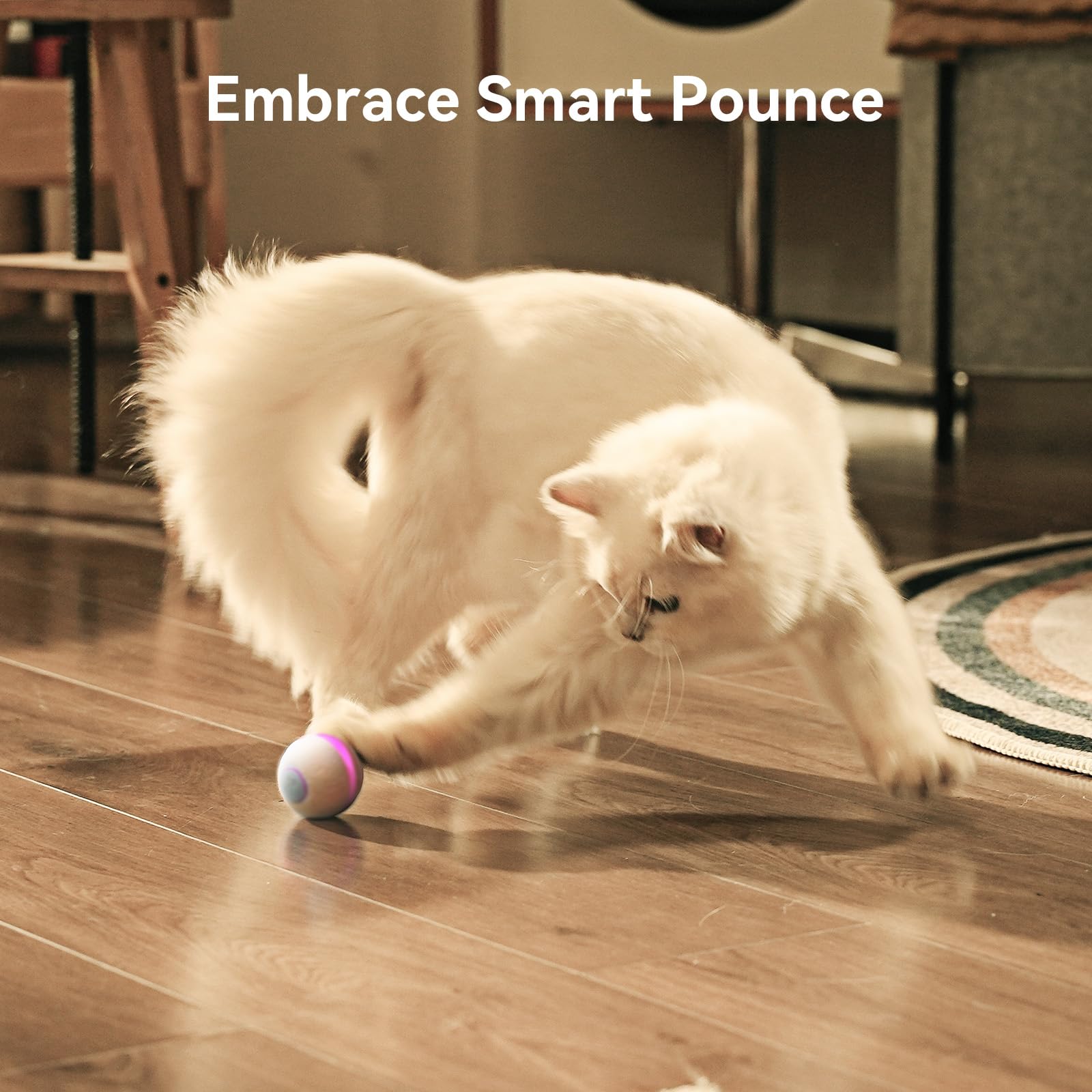 Cheerble Wicked Ball M3 - Interactive Apricot Cat Toy for Indoor Kittens, Smart Anti-Depression Ball with Light