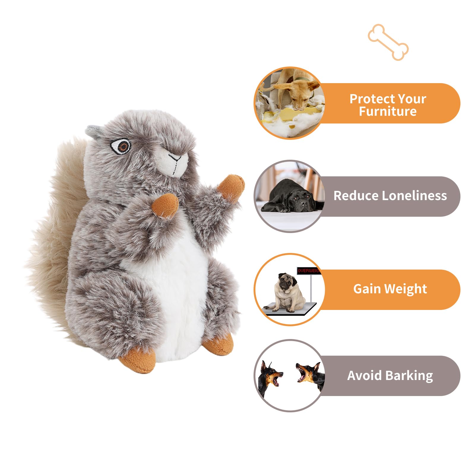 Dododola Dog Toys Plush Squirrel Dog Toy Stuffed Animals Chew Toy Soft Squeaky Dog Gift Toys For Small Medium Big Large Dogs Pet
