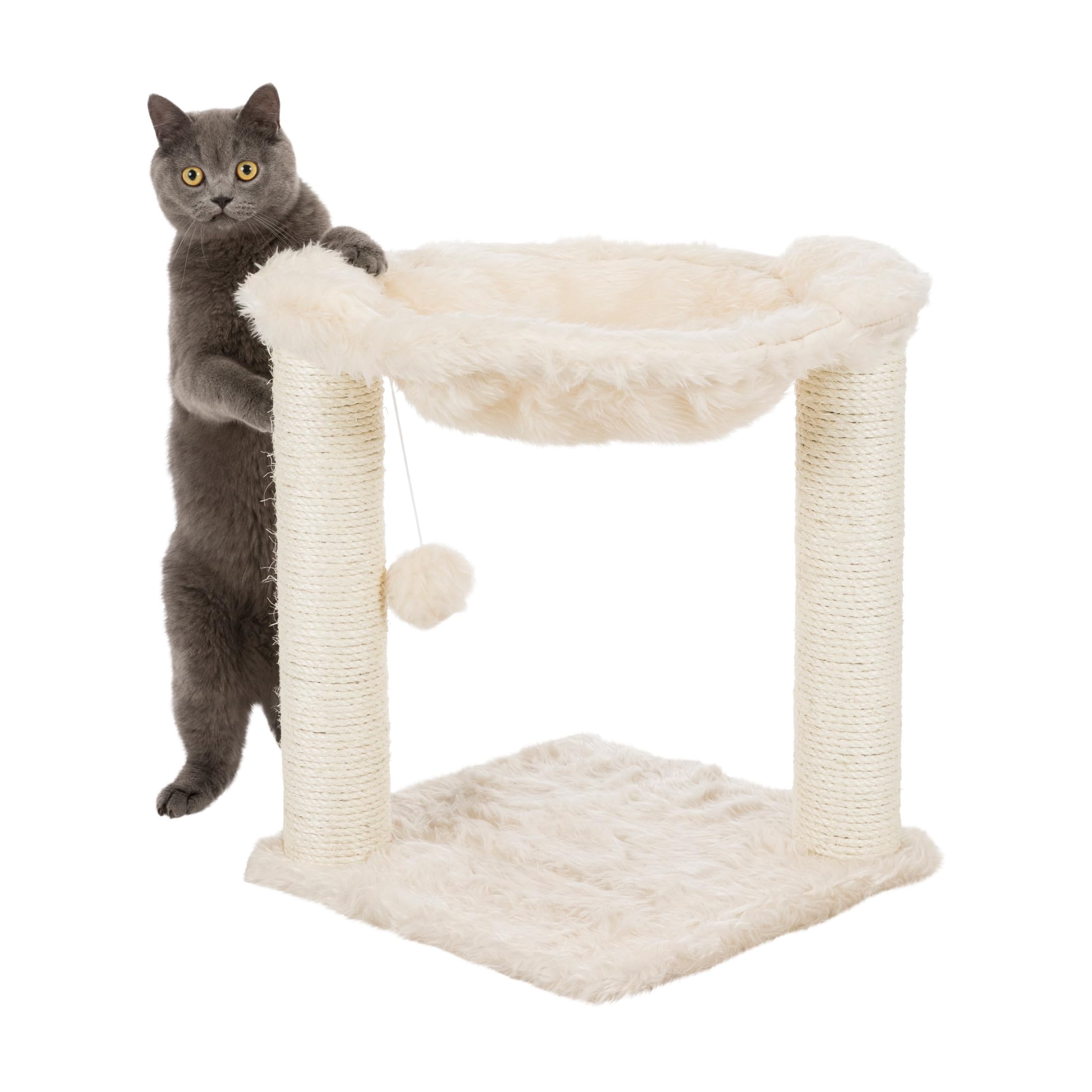 Trixie Baza Scratching Post With Hammock  16'' Base, Cream, Small