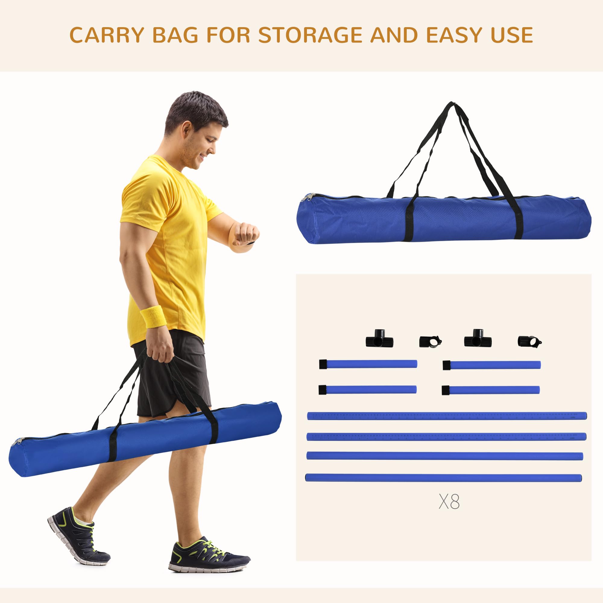 Pawhut 8 Piece Dog Agility Training Equipment For Dog Agility Course With Adjustable Height Jump Bars, Included Carry Bag, & Dis